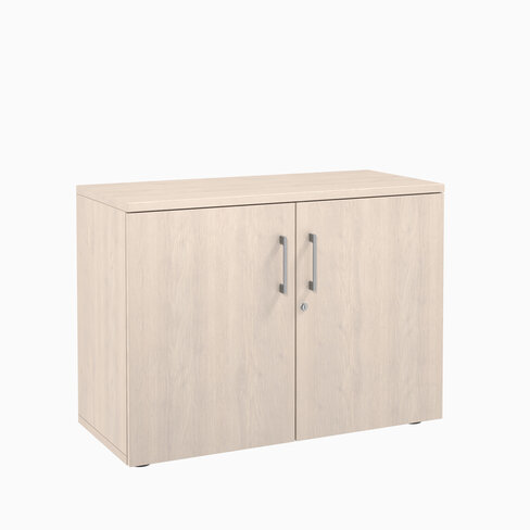 Armoire hauteur bureau mélaminé Evidence - l. 100 cm - 1 tablette métallique - portes battantes - délai court