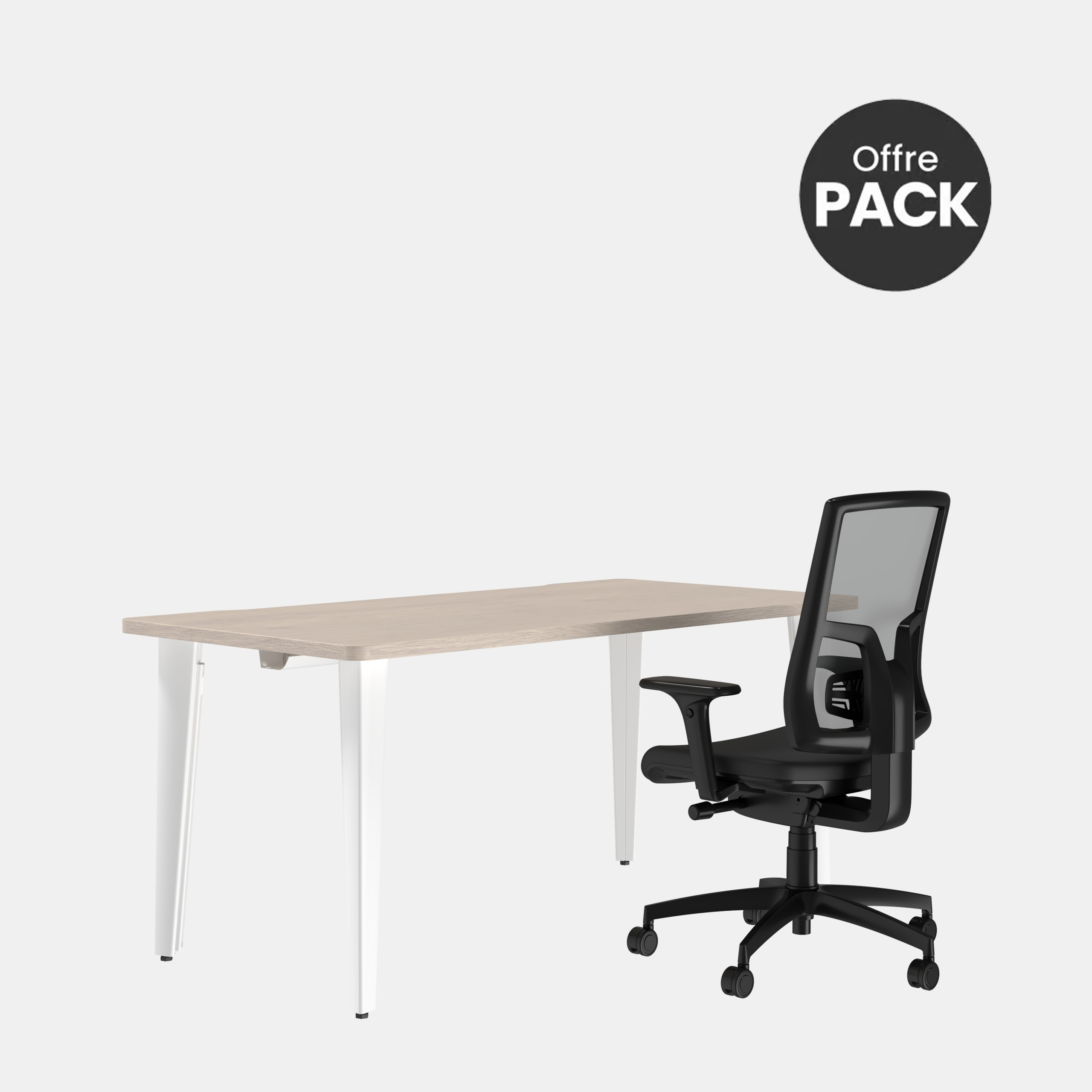 Offre pack : Bureau droit Evidence - l. 160 x pr. 80 cm + fauteuil - délai court