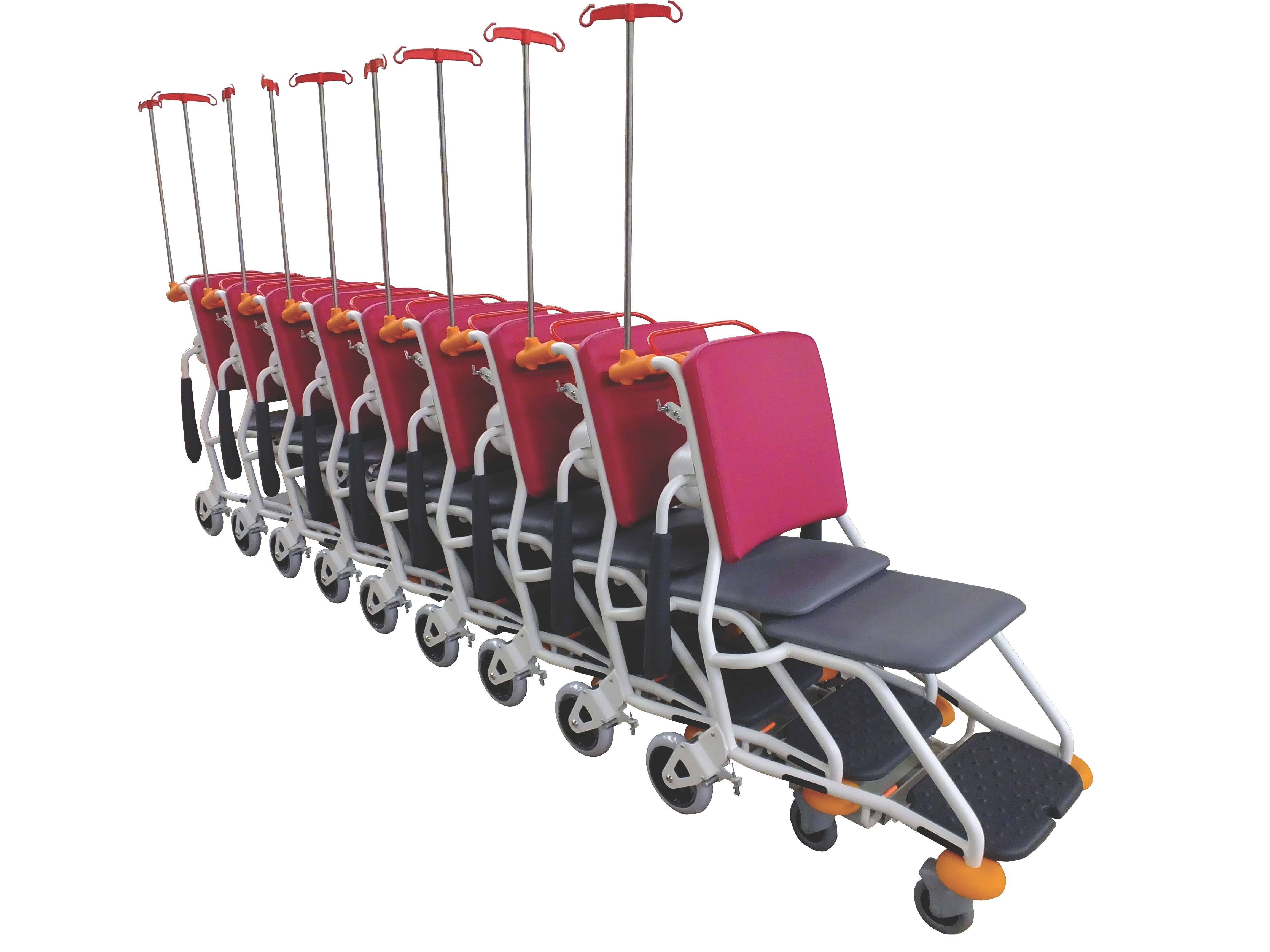 Fauteuil de transfert Manchester Encastrable - Etau de fixation pour tige porte-sérum - chassis blanc, assise grise