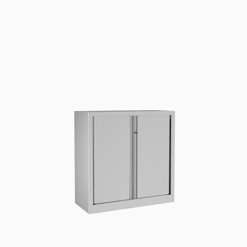 Armoire métallique Etic - h. 100 x l. 100 cm - 2 tablettes - unicolore - fermeture rideaux