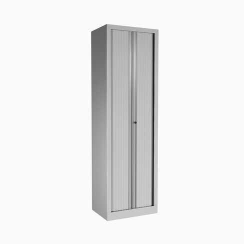 Vestiaire métallique Etic - h. 198 x l. 60 cm - unicolore fermeture rideaux -1 serrure-1 tablette noire porte-cintre