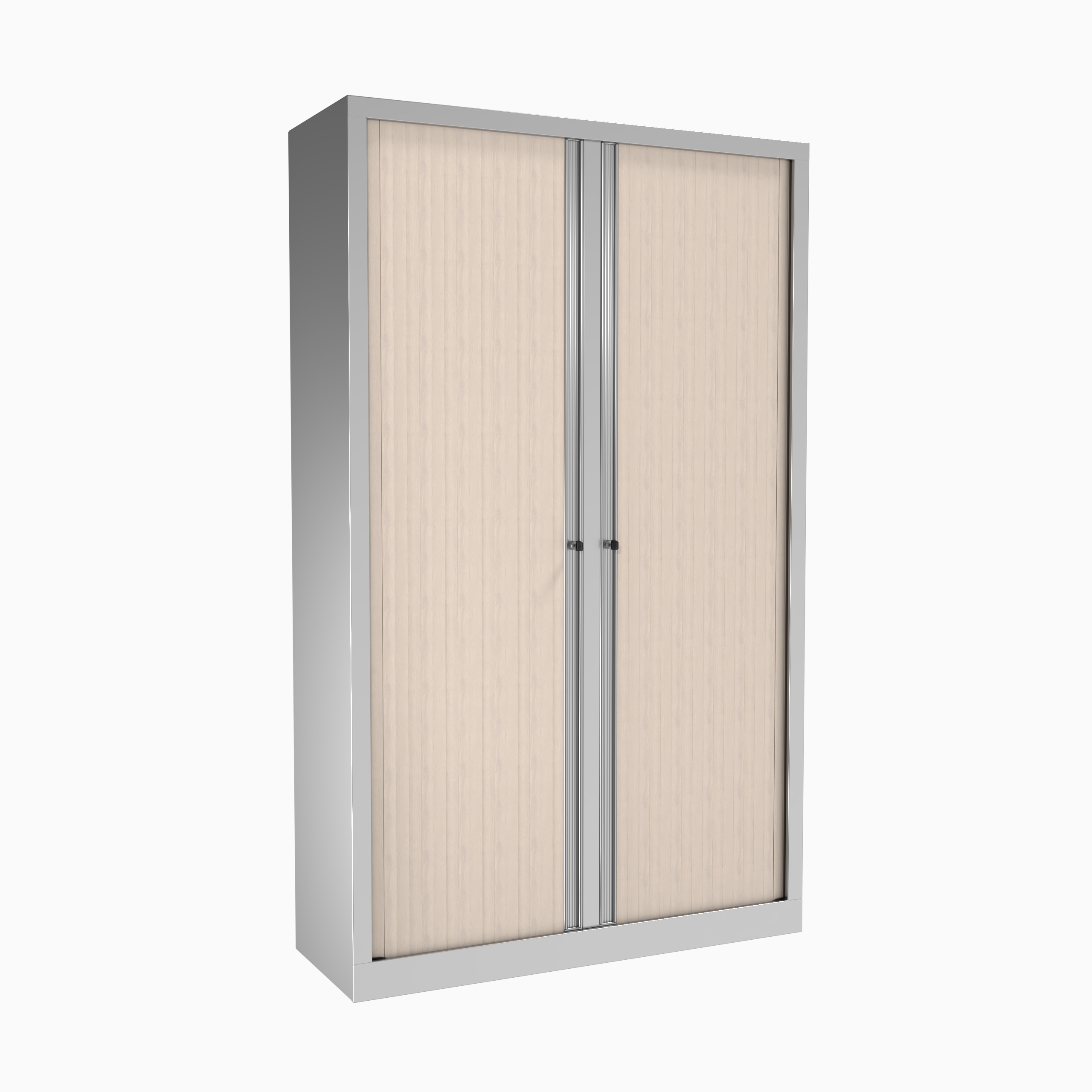 Vestiaire double métallique Etic - h. 198 x l. 120 cm - décor bois - fermeture rideaux 2 serrures -