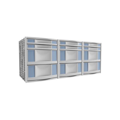 Module pour armoire Etic - pour armoire l. 120 x pr. 43 cm - 6 tiroirs pour CD h. 15 cm + 6 tiroirs h. 5 cm