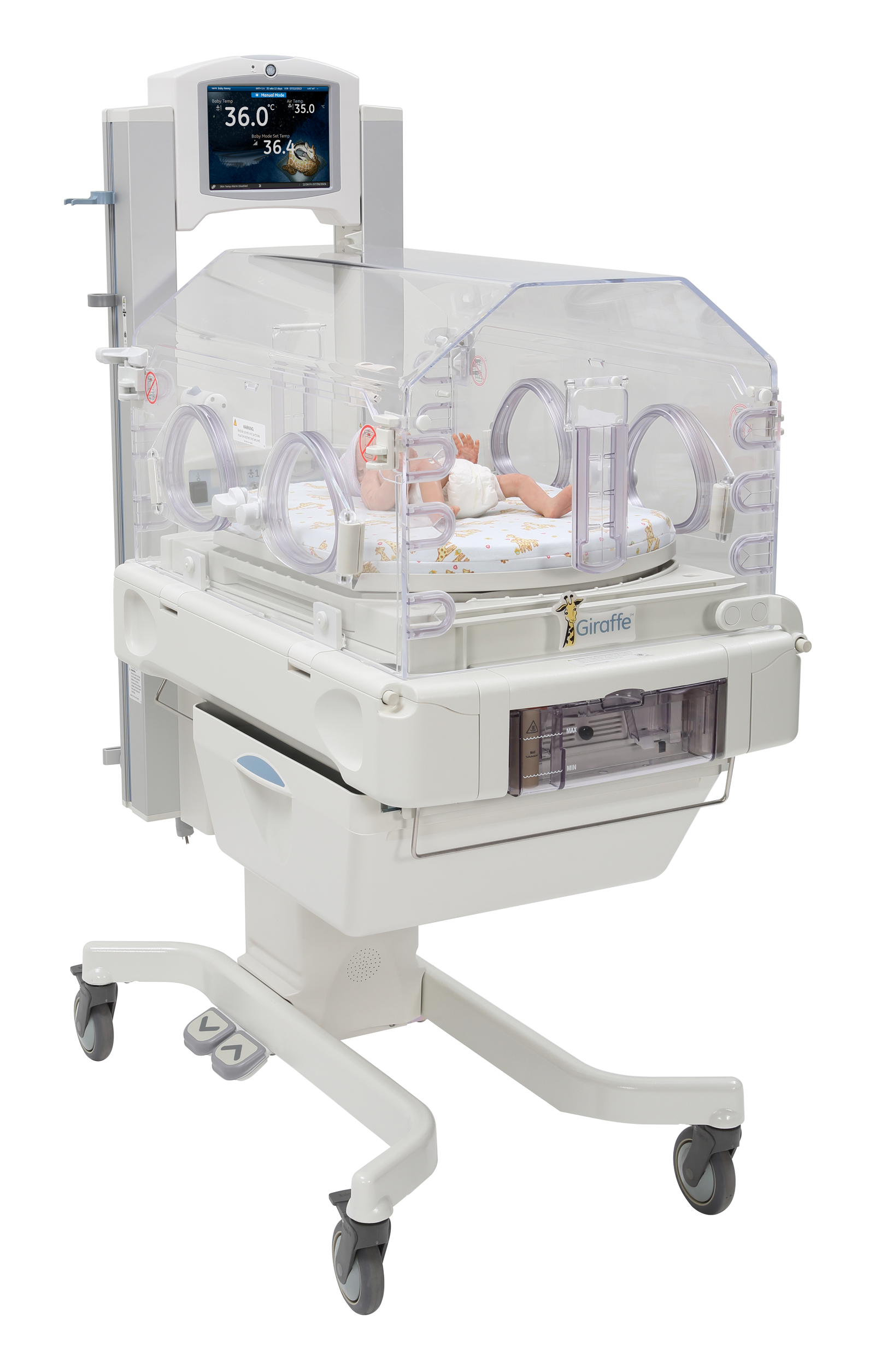 Giraffe Incubator Carestation Version 230V avec écran couleur et parois en polycarbonate