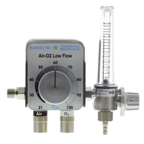 Mélangeur Air/O2 BLENDER TM2 NIST - rotamètre - flexibles NF - LowFlow 15L/min