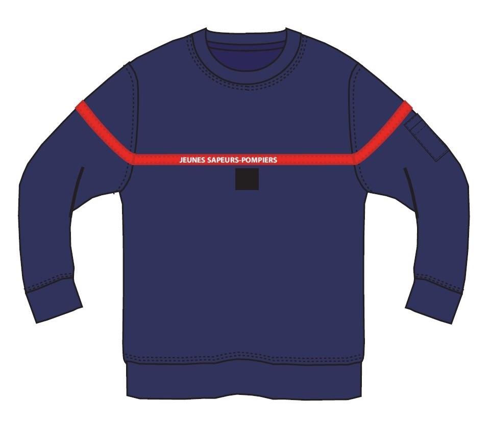 Sweat-shirt JSP - polycoton - avec broderie blanche sur bande rouge