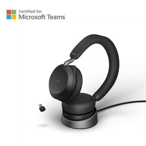 Casque sans fil Bluetooth pour PC Jabra Evolve2 75 stéréo MS + dongle link390a + base chargeur