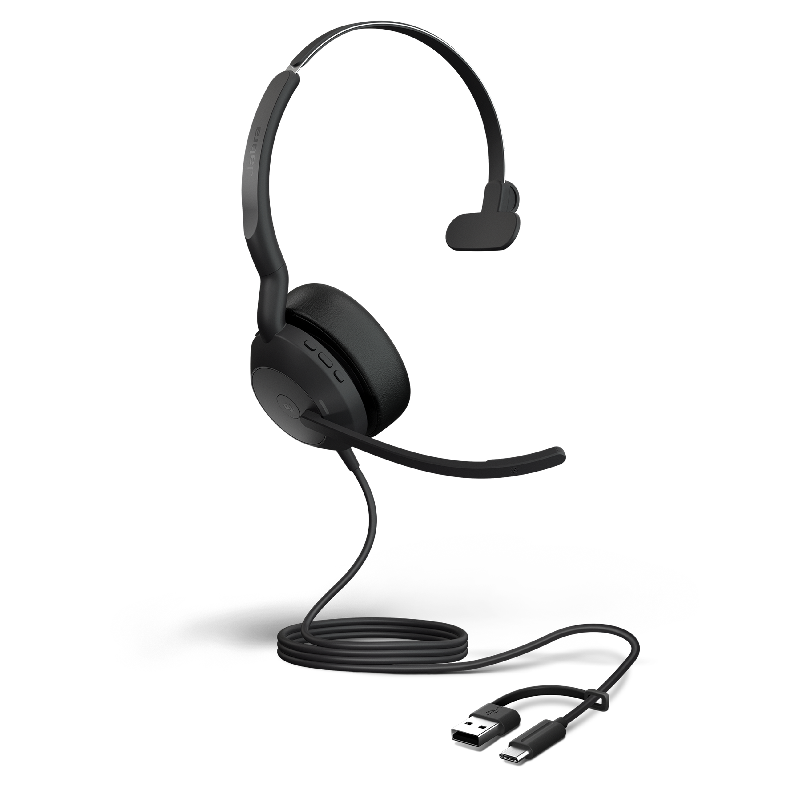 Casque filaire Bluetooth pour PC Jabra Evolve2 50 USB-A/USB-C mono UC (sans base de chargeur)