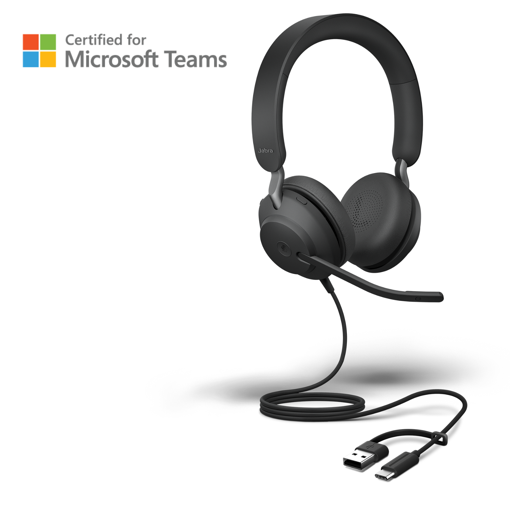 Casque filaire pour softphone Jabra Evolve2 40 SE USB C/ USB-A stéréo MS