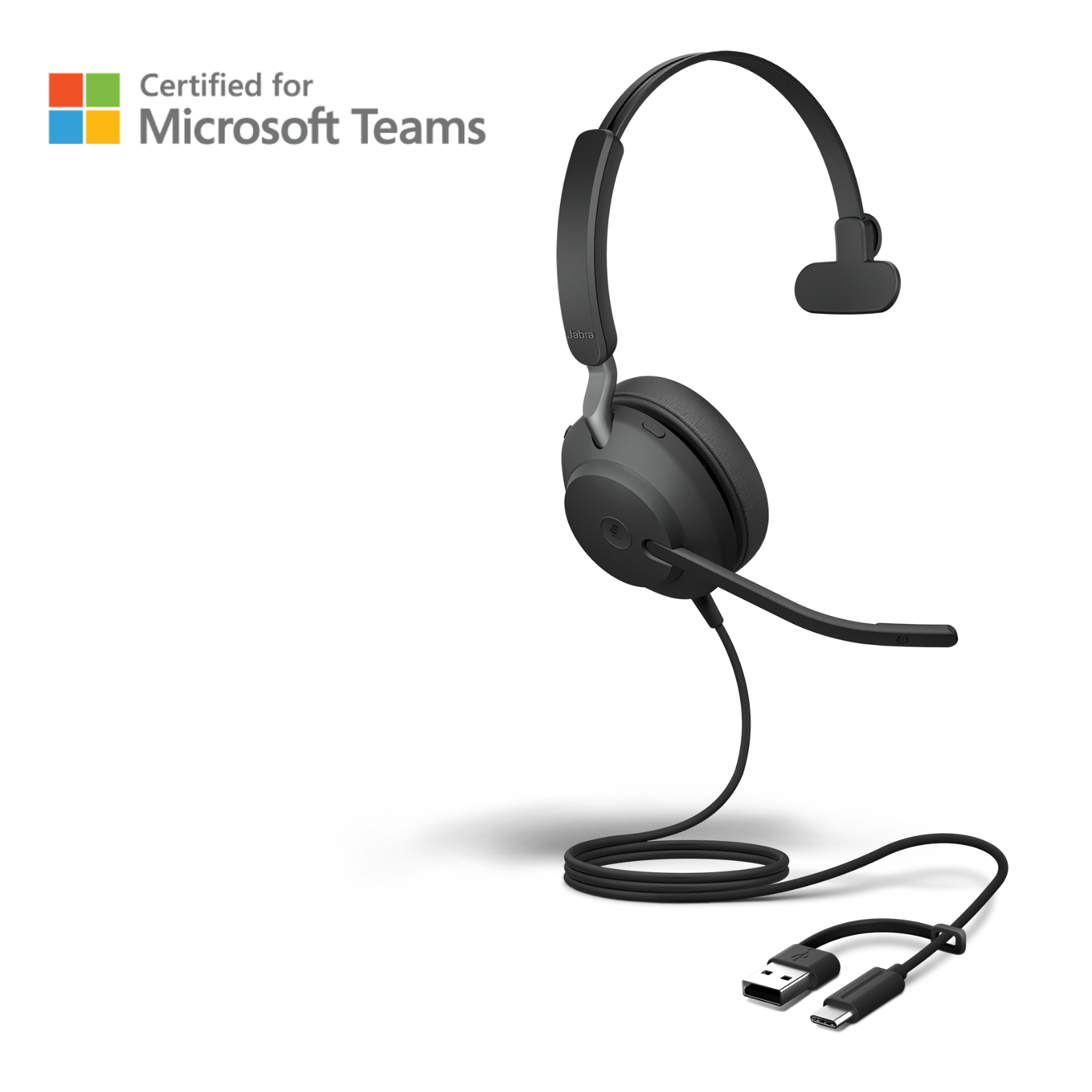 Casque filaire pour softphone Jabra Evolve2 40 SE USB C/ USB-A mono MS