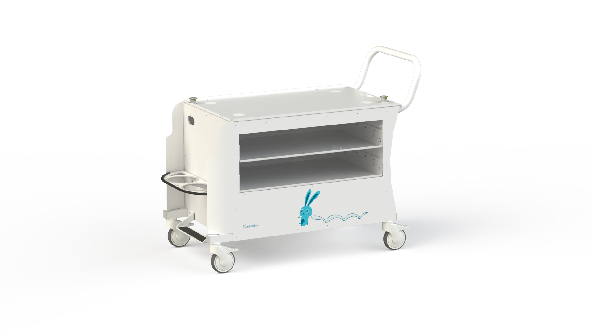 Chariot transfert interne standard Medirunner 4 roues pivotantes avec freins - plots fixation Nite