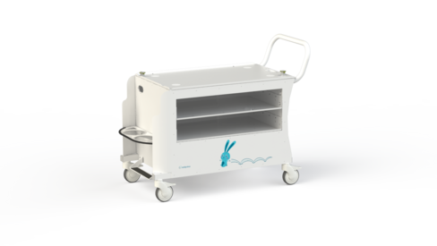 Chariot transfert interne standard Medirunner 4 roues pivotantes avec freins - plots fixation Nite