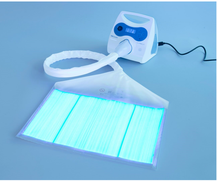 Système BiliCocoon avec grande surface lumineuse NID pour une utilisation en incubateur ou en peau à peau