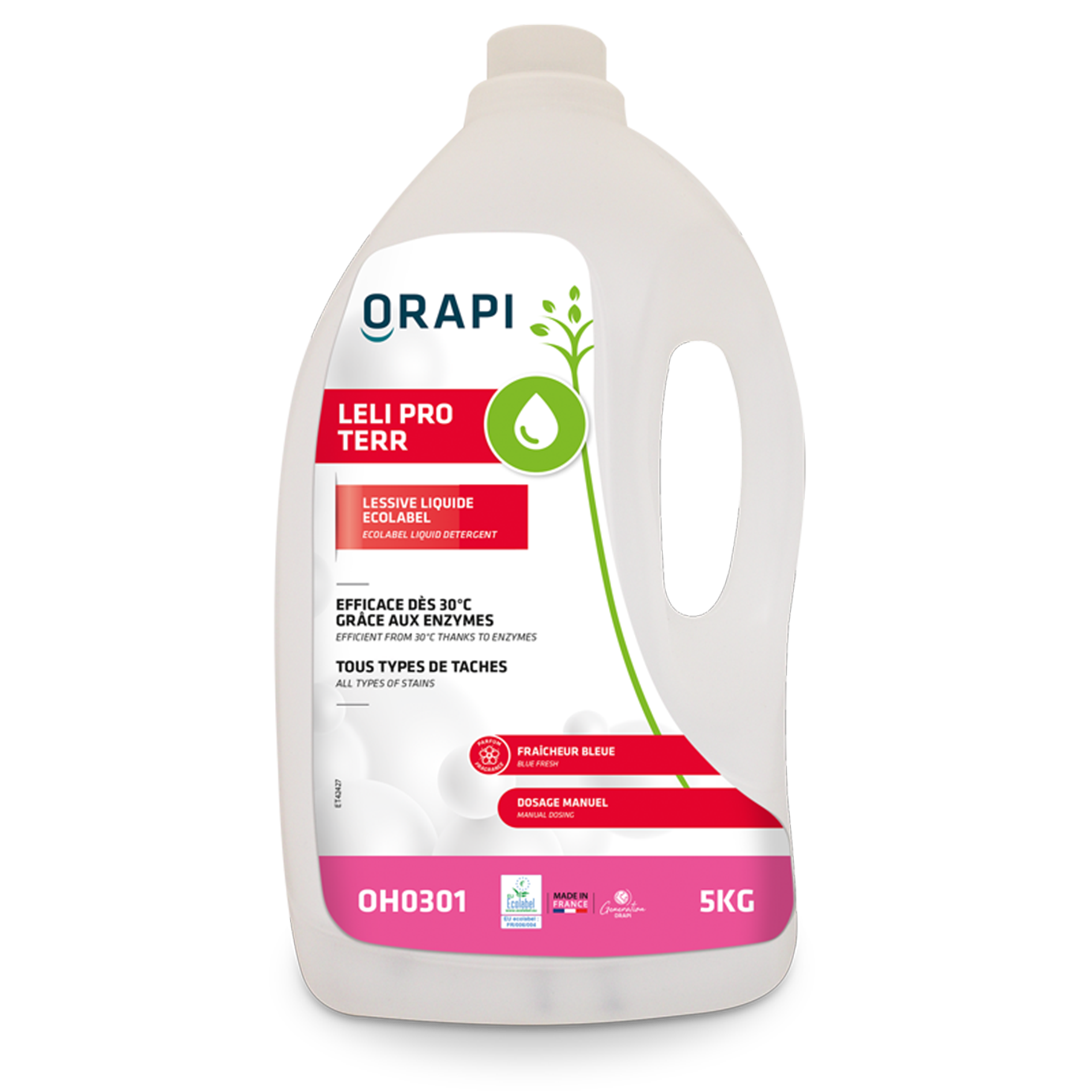 Lessive liquide linge lelipro terr - Ecolabel - carton 4 x 5 l - ORAPI