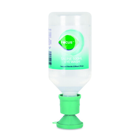 Flacon de solution ophtalmique de remplacement - 500 ml - solution saline stérile NaCl 0,9% pour station de lavage