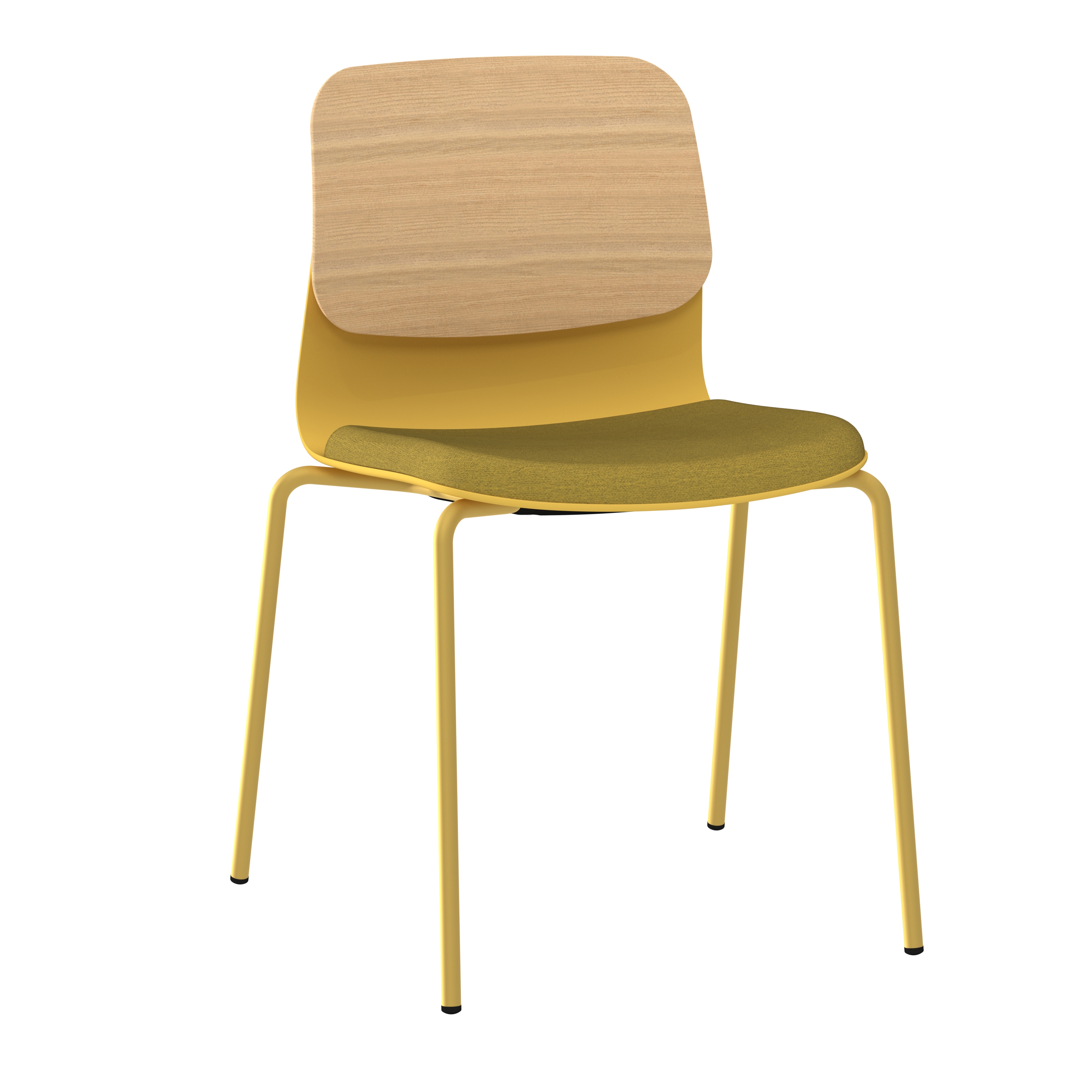 Chaise 4 pieds époxy Klik - assise tissu - dossier chêne