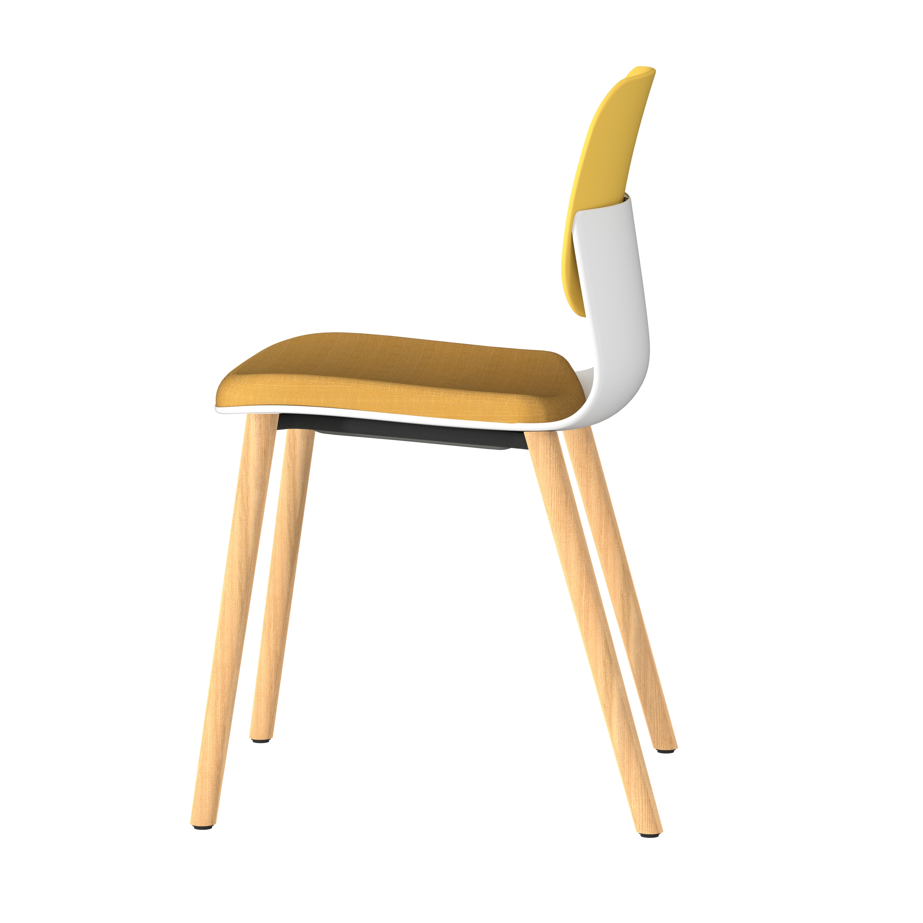 Chaise 4 pieds bois Klik - assise textile enduit - dossier polypropylène