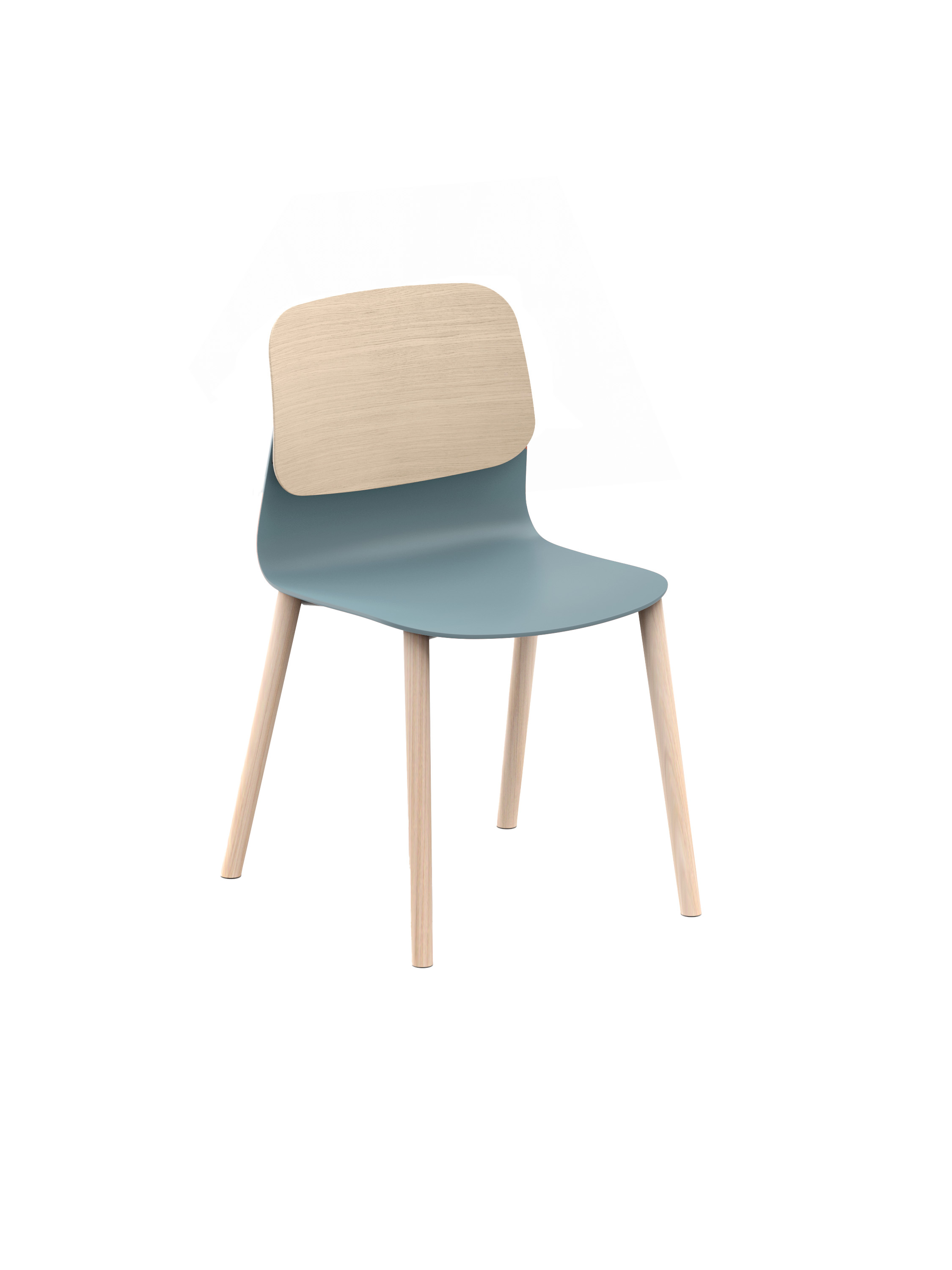 Chaise 4 pieds bois Klik - assise polypropylène - dossier chêne