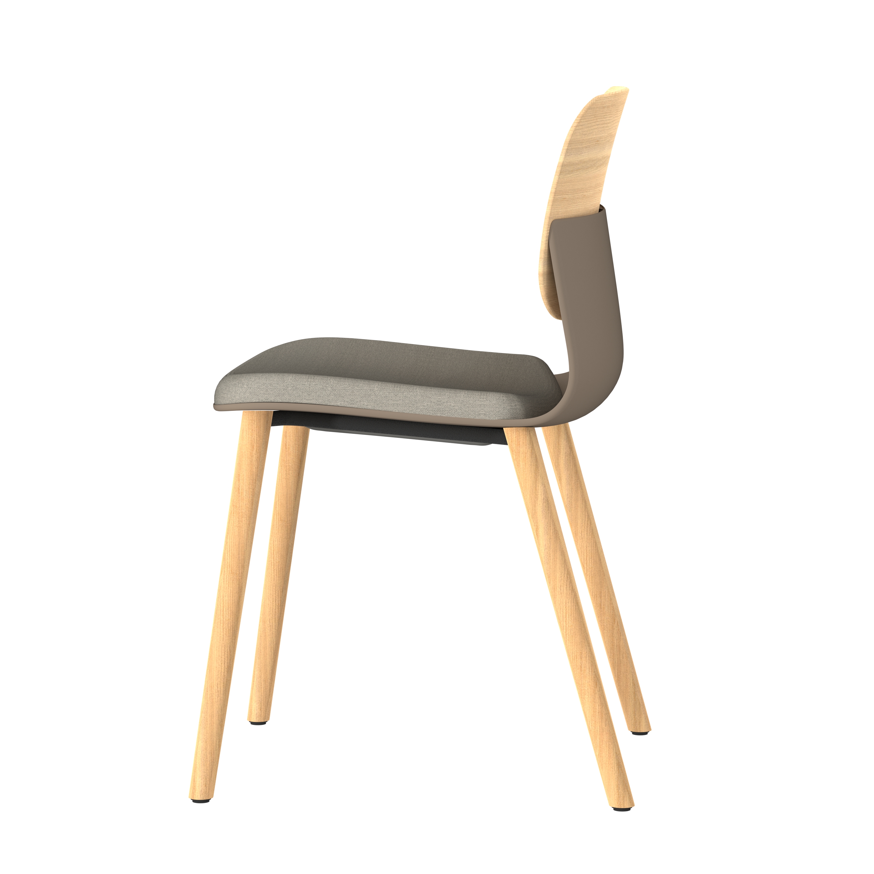 Chaise 4 pieds bois Klik - assise tissu - dossier chêne