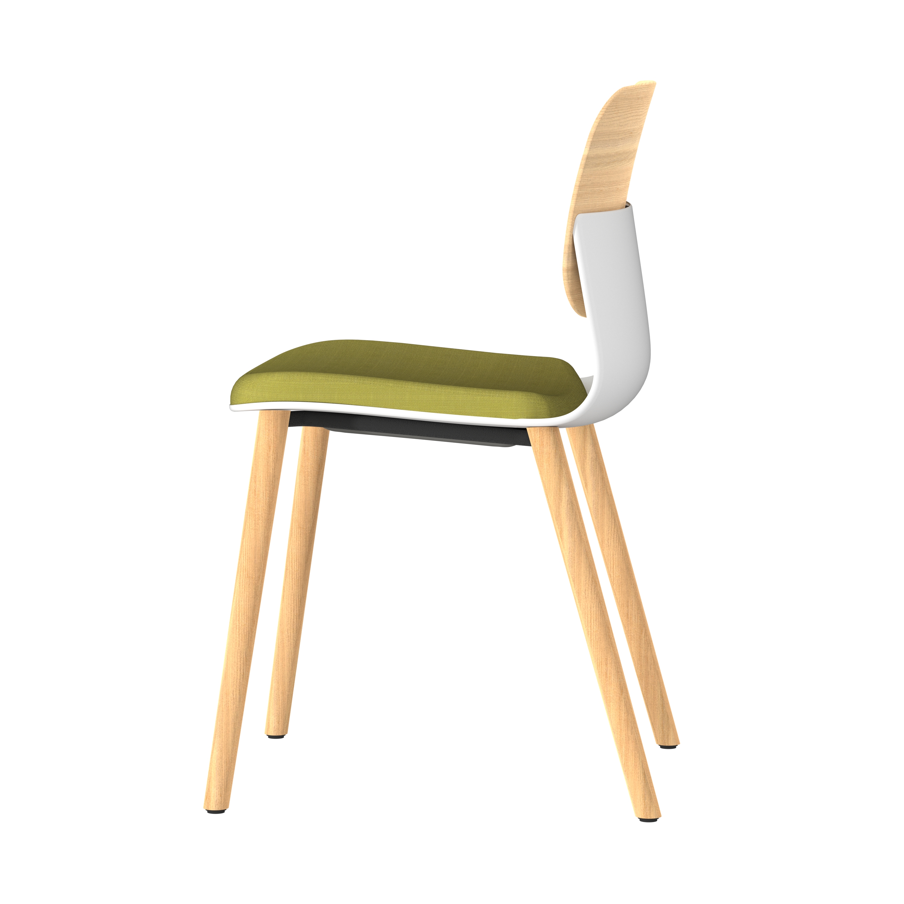 Chaise 4 pieds bois Klik - assise textile enduit - dossier chêne