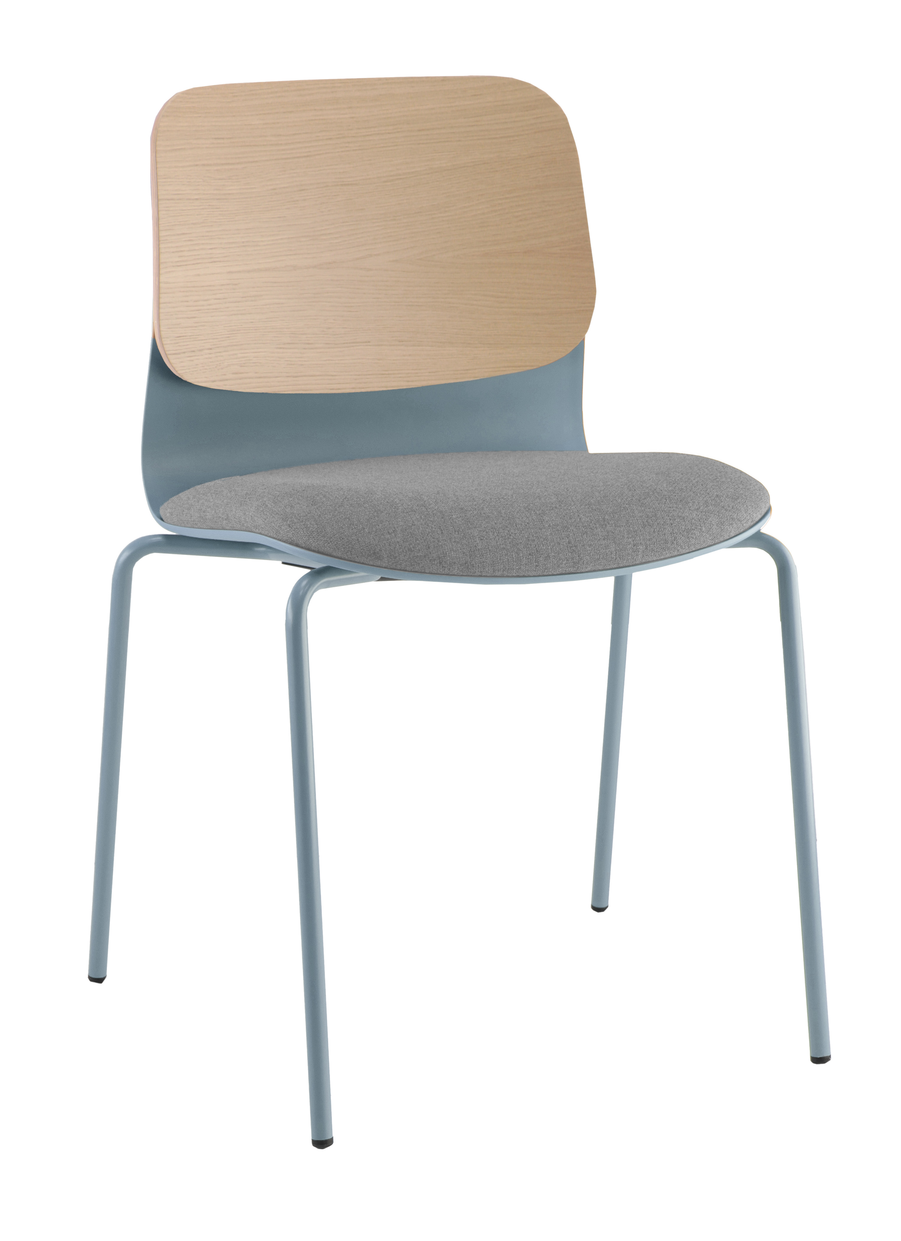 Chaise 4 pieds bois Klik - assise textile enduit - dossier chêne