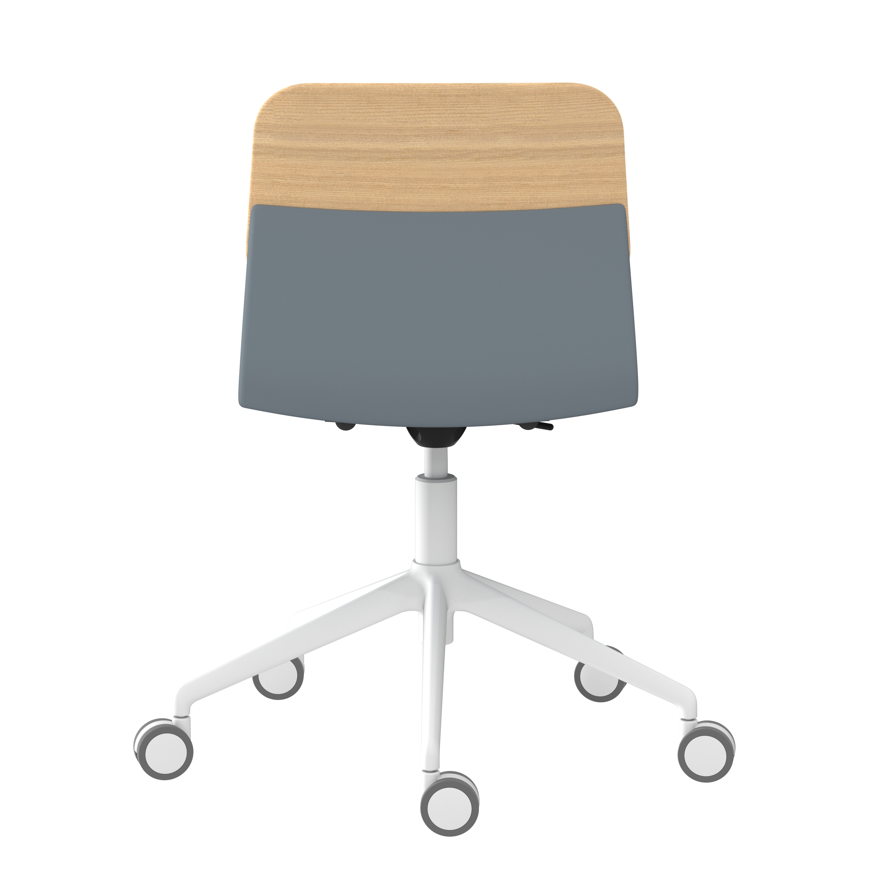 Chaise à roulettes Klik - assise polypropylène - dossier chêne - réglable en hauteur - piétement 5 branches