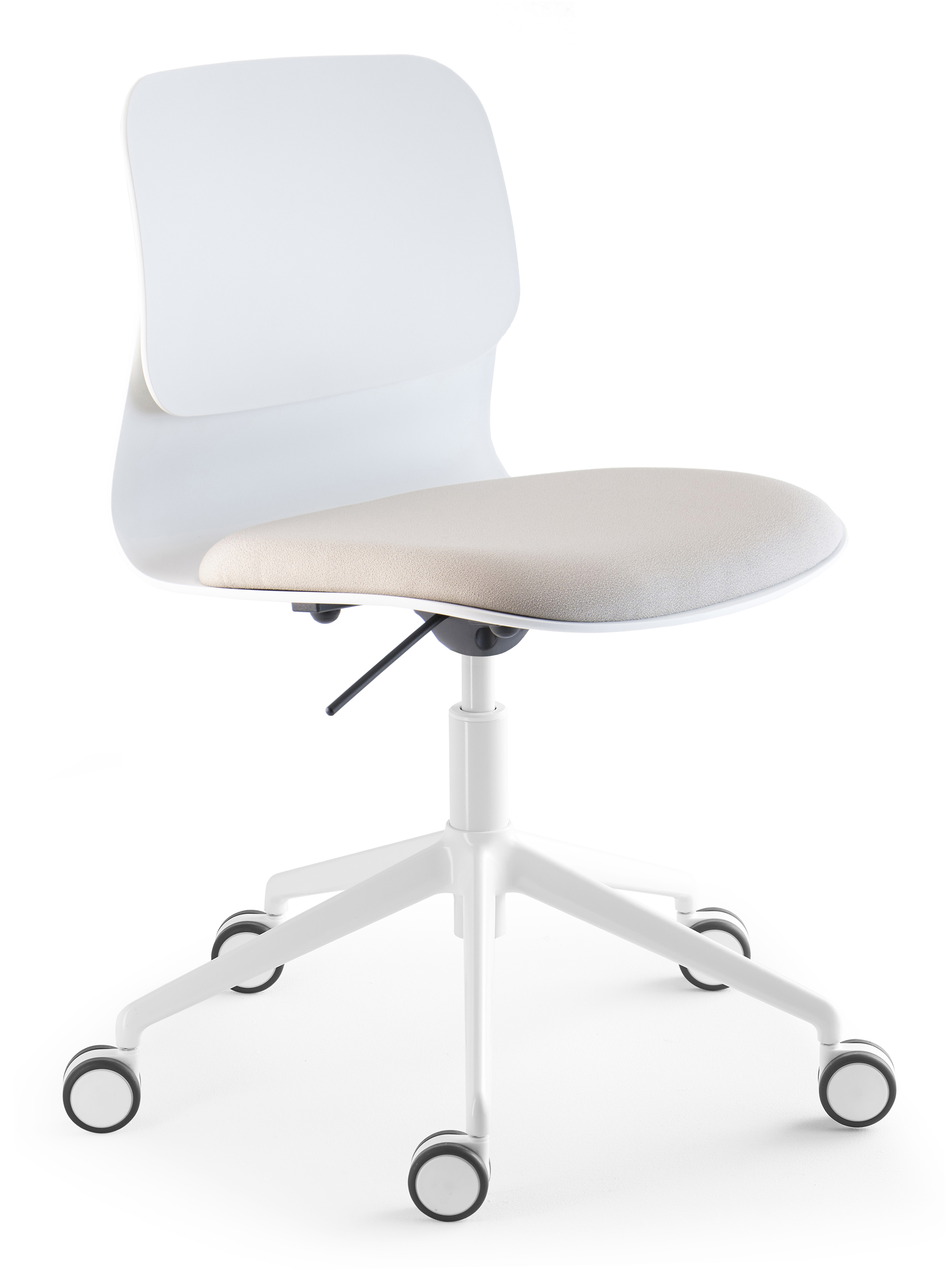 Chaise à roulettes Klik - assise tissu - dossier polypropylène - réglable en hauteur - piétement 5 branches