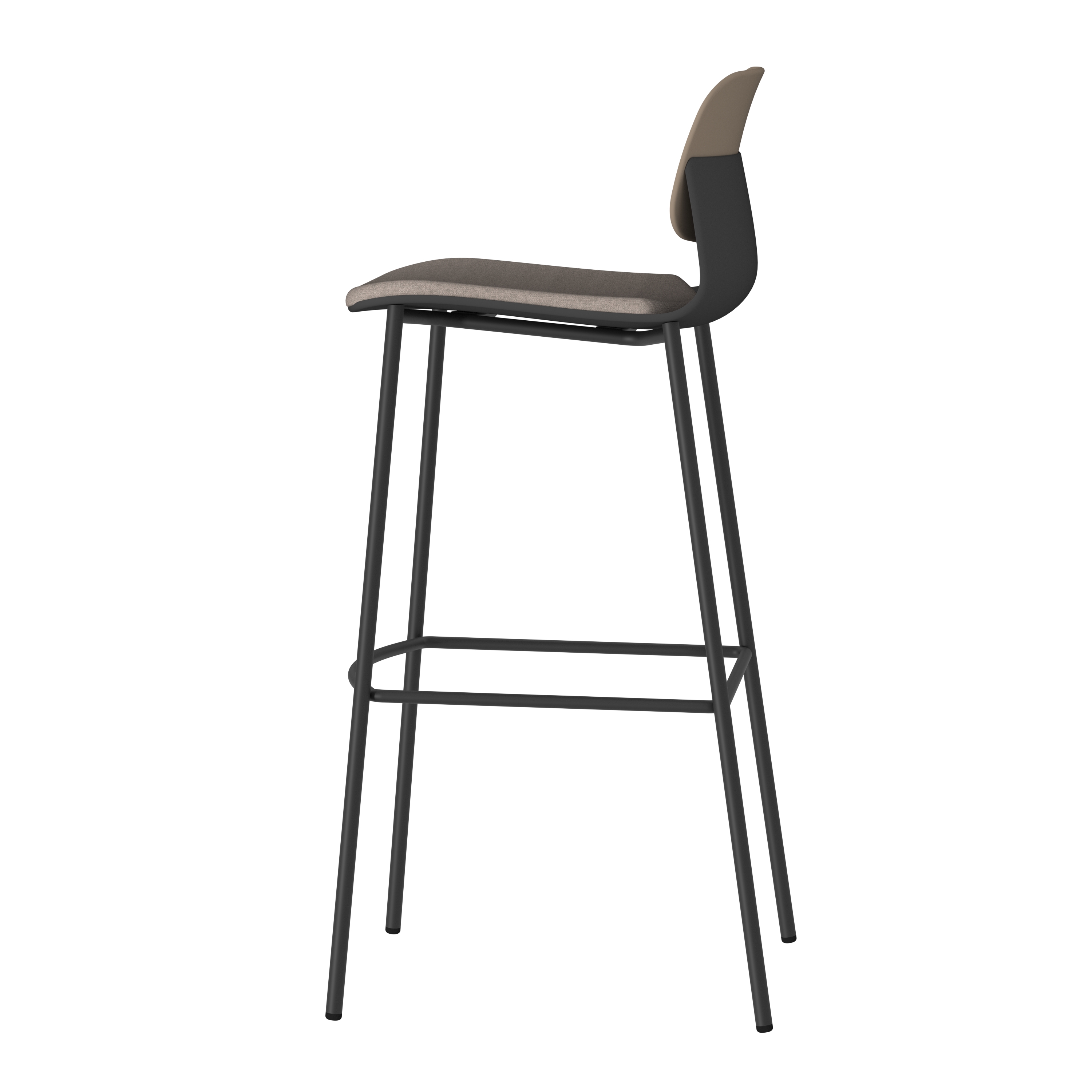 Chaise haute 4 pieds métal Klik - assise tissu - dossier polypropylène - hauteur d'assise 77,5 cm