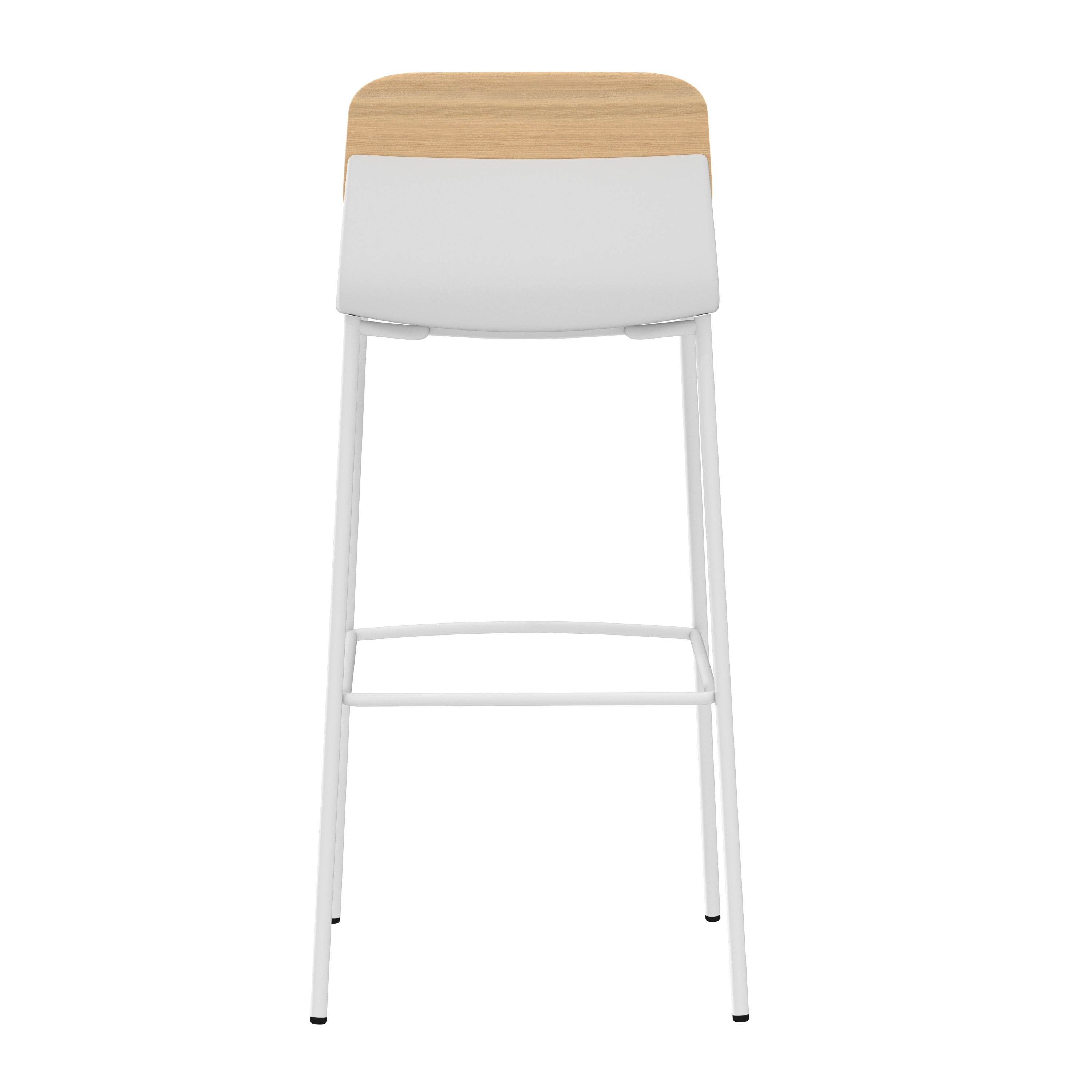 Chaise haute 4 pieds métal Klik - assise tissu - dossier chêne - hauteur d'assise 77,5 cm