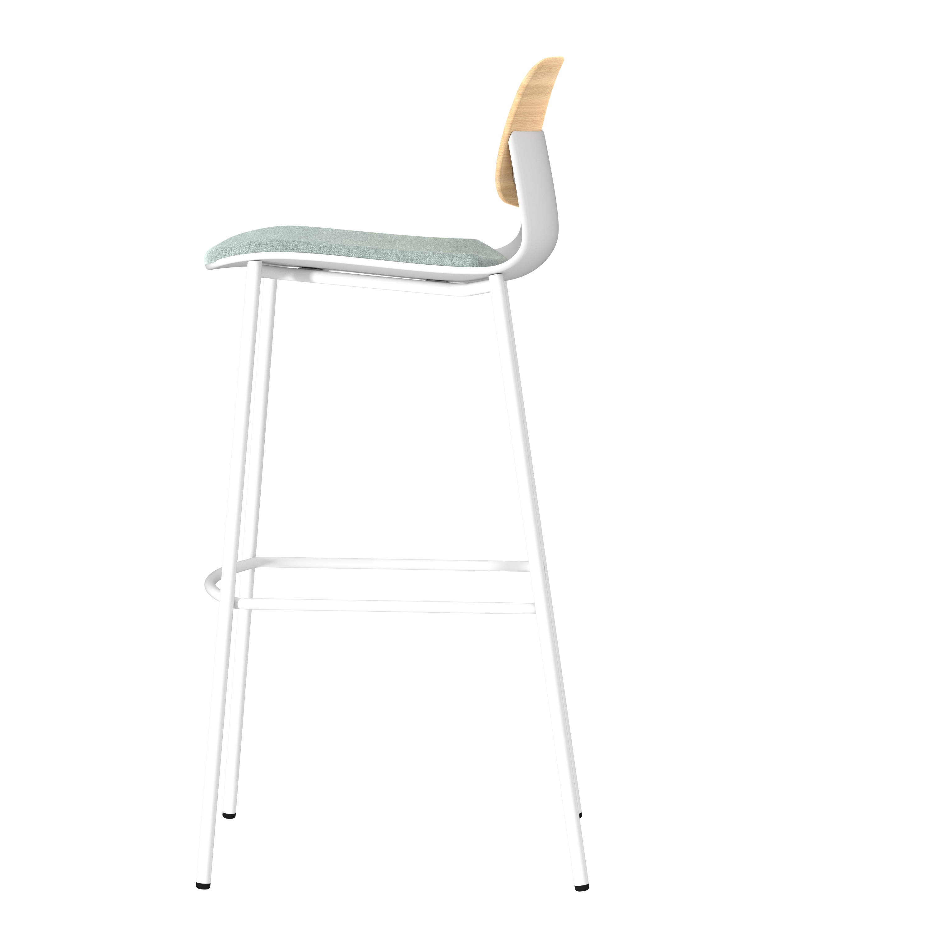 Chaise haute 4 pieds métal Klik - assise tissu - dossier chêne - hauteur d'assise 77,5 cm