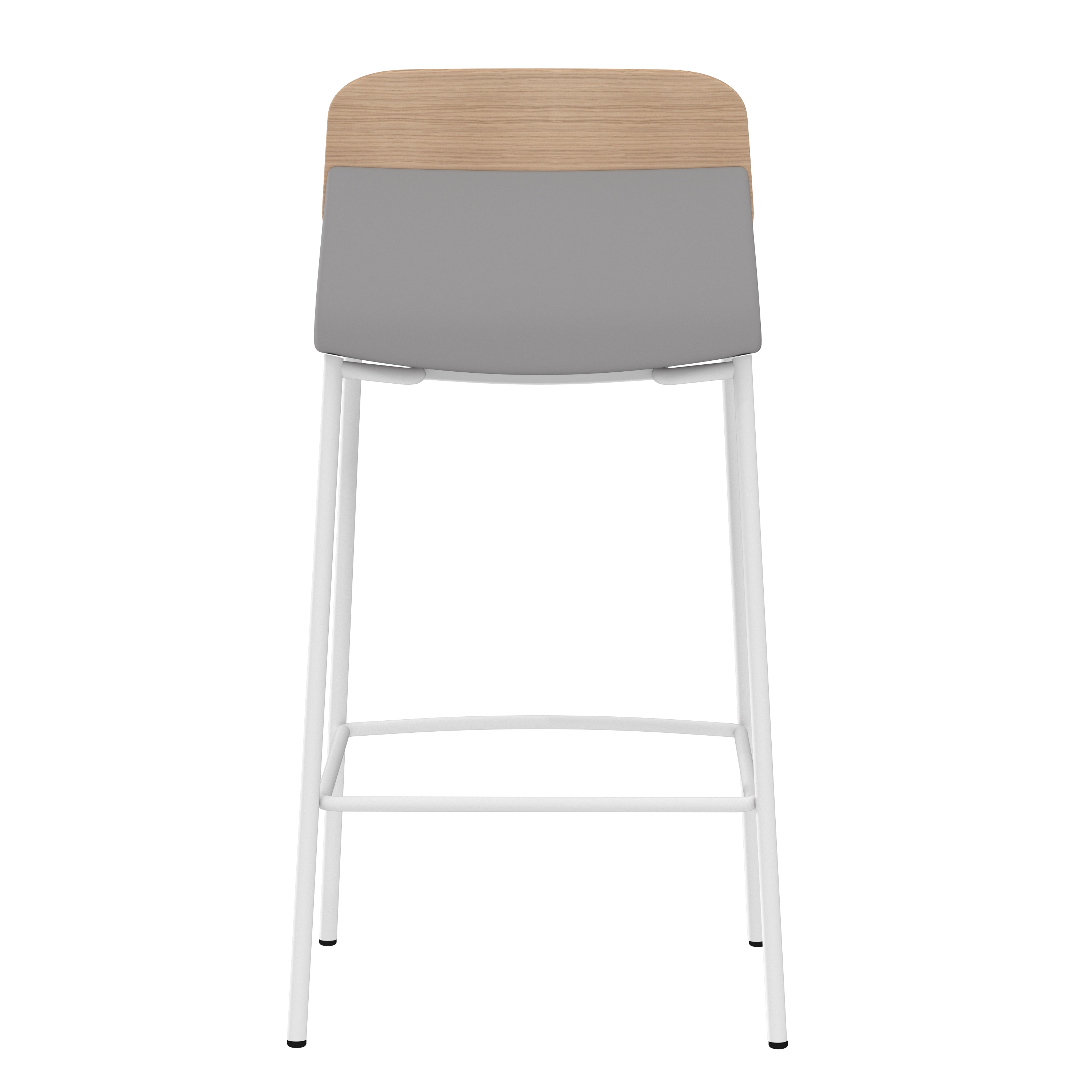 Chaise haute 4 pieds métal Klik - assise tissu - dossier chêne - hauteur d'assise 64,5 cm