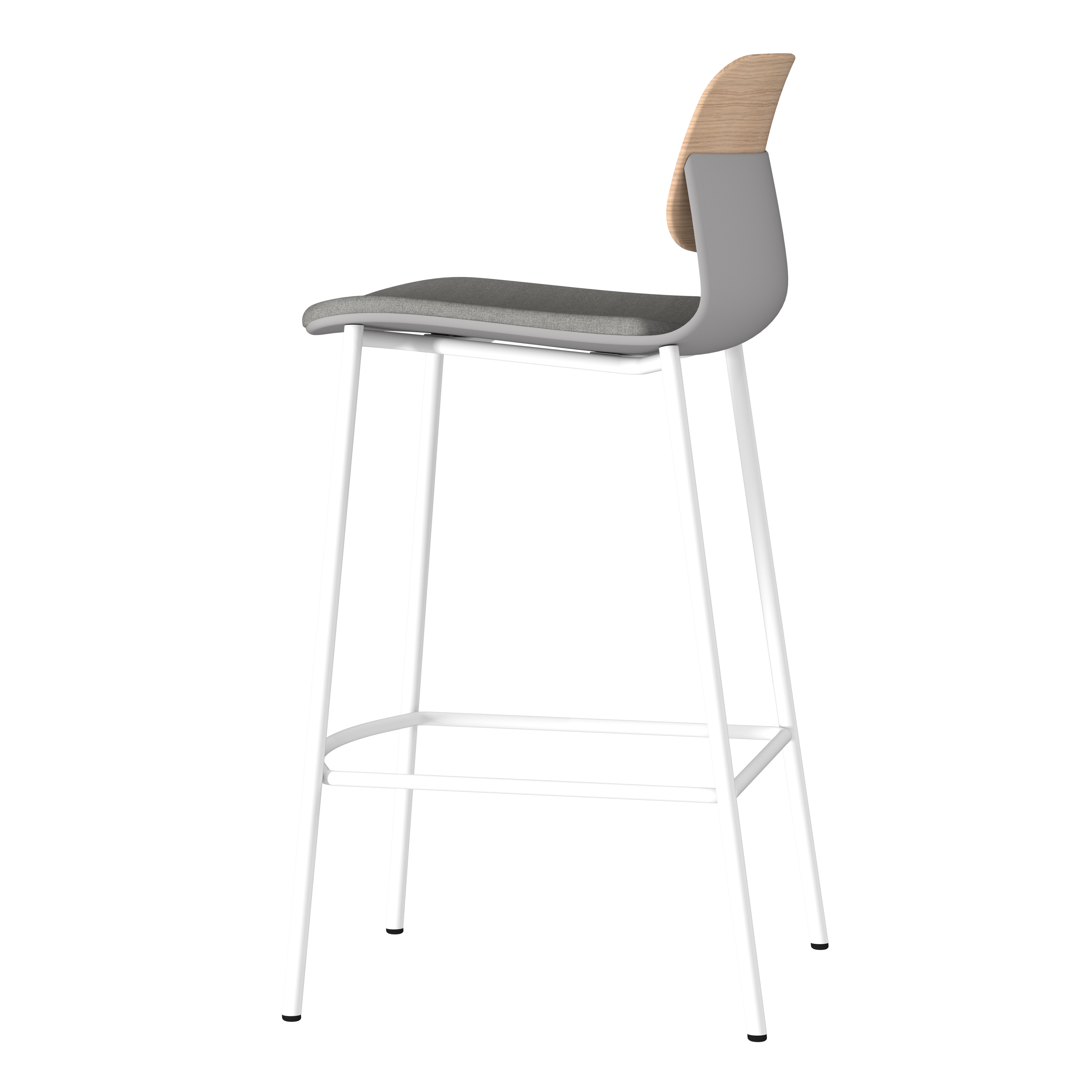 Chaise haute 4 pieds métal Klik - assise tissu - dossier chêne - hauteur d'assise 64,5 cm