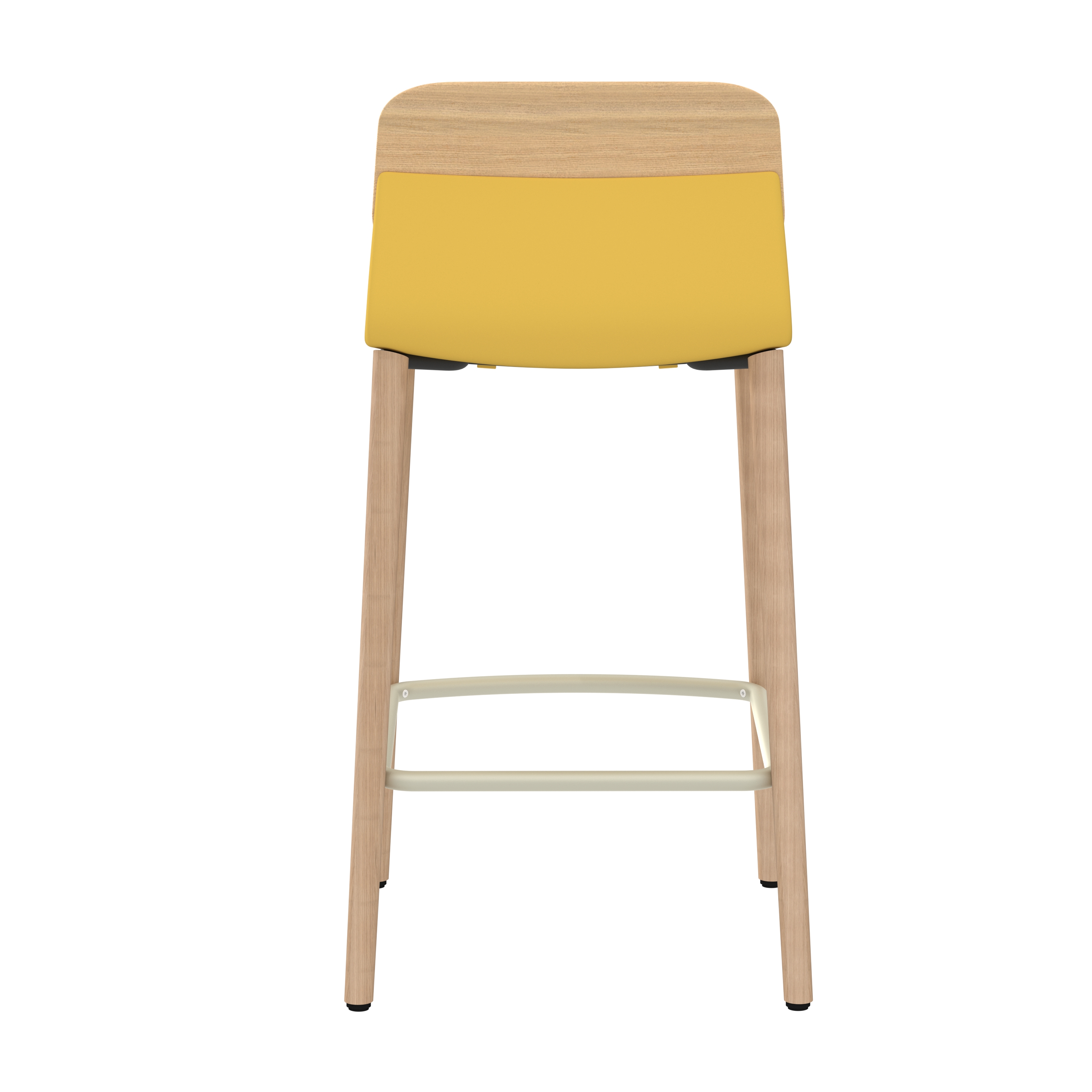 Chaise haute 4 pieds bois Klik - assise polypropylène - dossier chêne - hauteur d'assise 63 cm