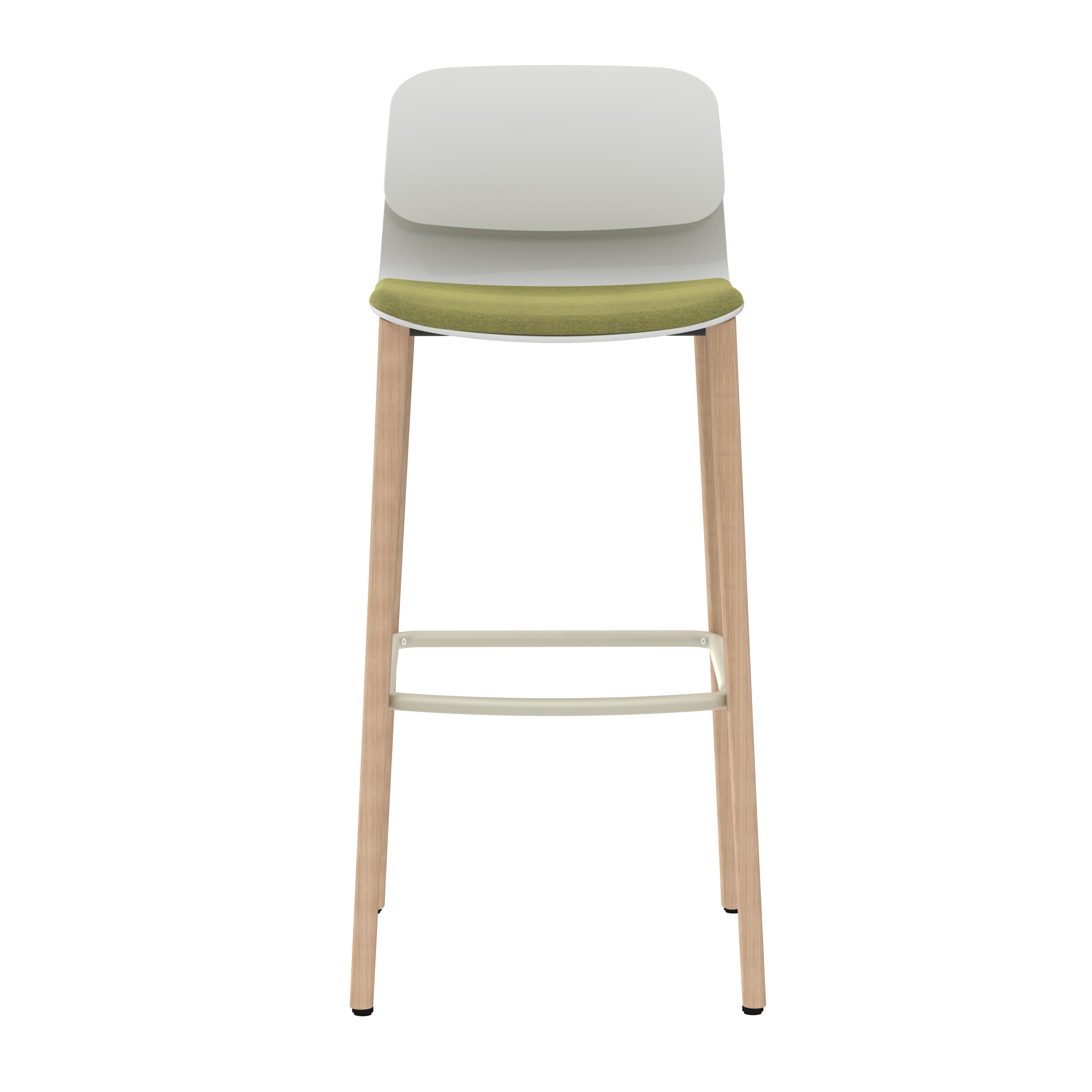 Chaise haute 4 pieds bois Klik - assise tissu - dossier polypropylène -hauteur d'assise 77,5 cm