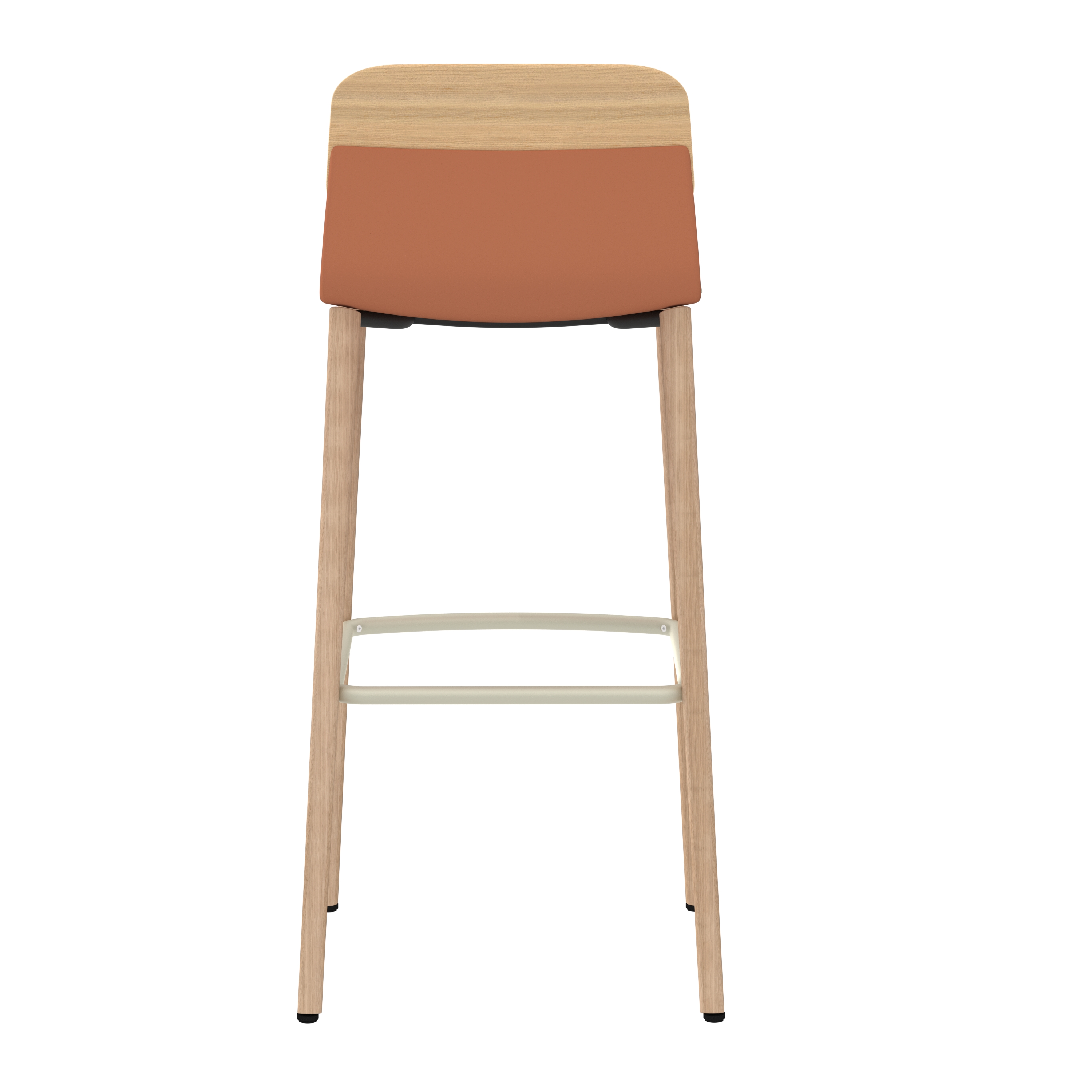 Chaise haute 4 pieds bois Klik - assise tissu - dossier chêne - hauteur d'assise 77,5 cm