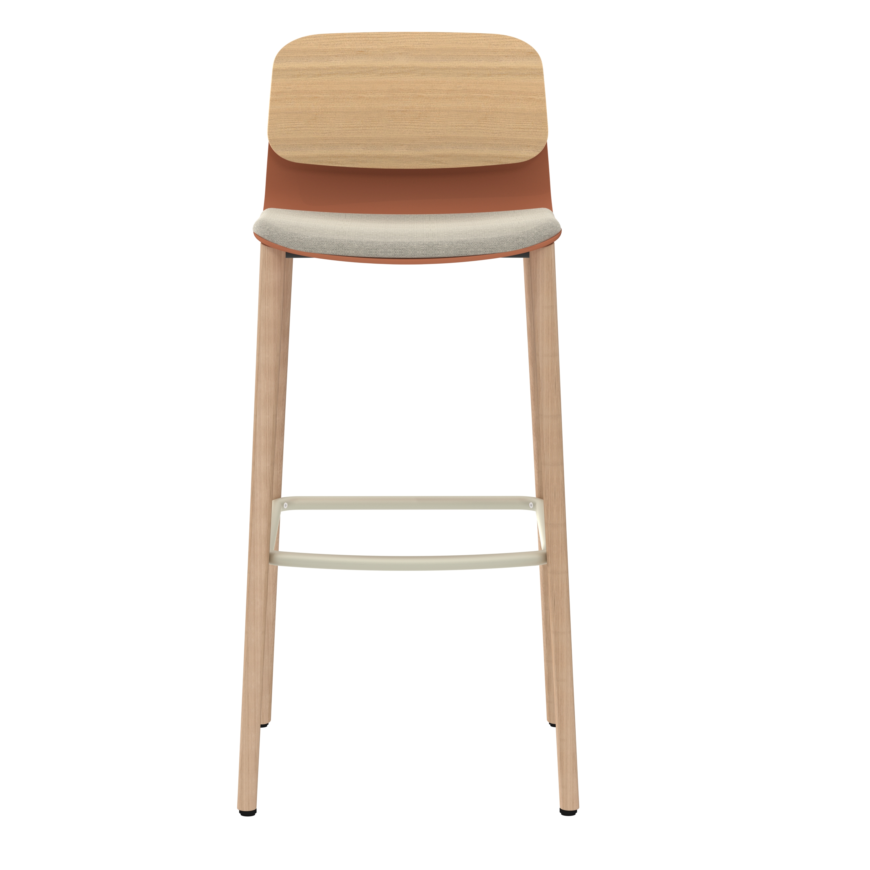 Chaise haute 4 pieds bois Klik - assise tissu - dossier chêne - hauteur d'assise 77,5 cm