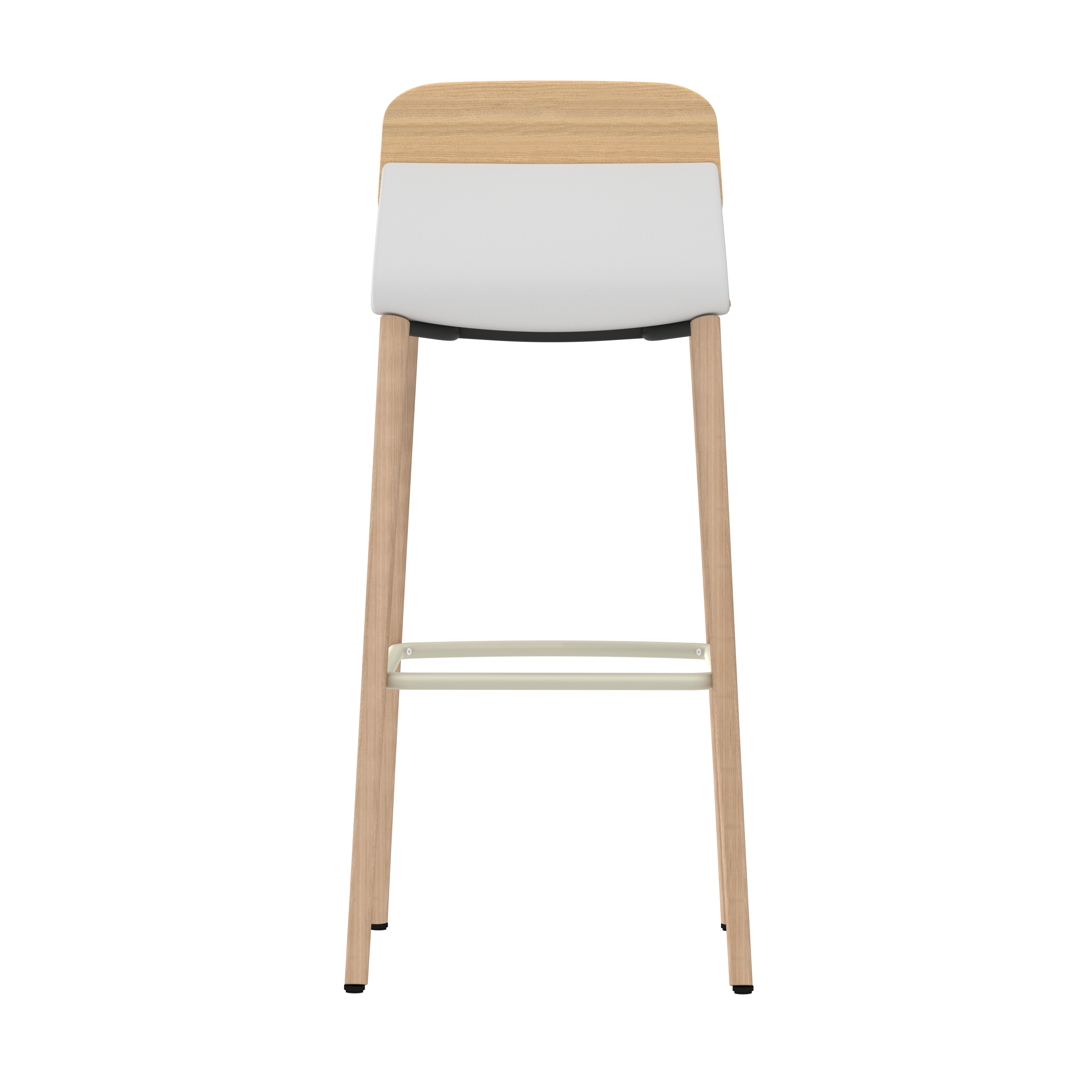 Chaise haute 4 pieds bois Klik - assise textile enduit - dossier chêne - hauteur d'assise 77,5 cm