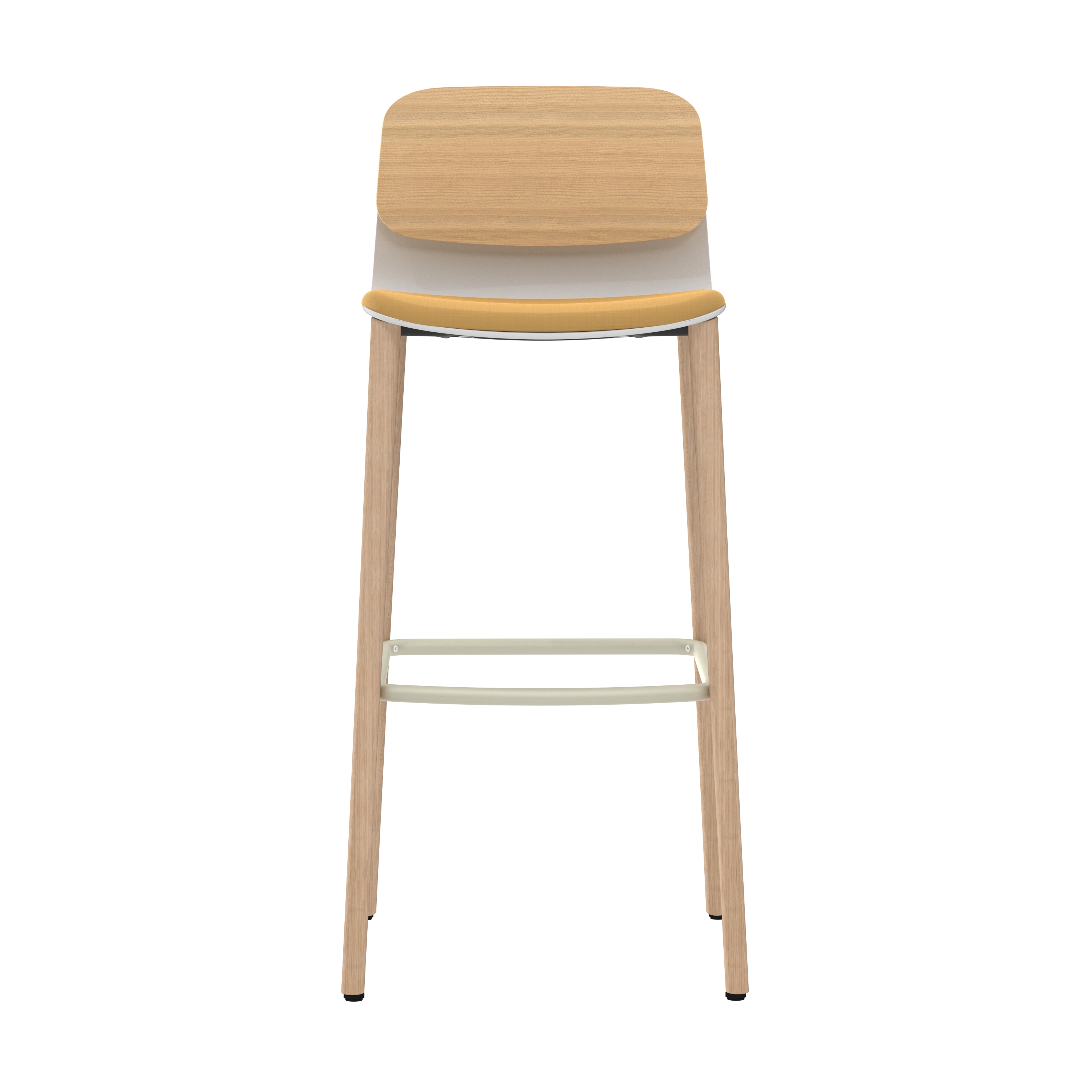 Chaise haute 4 pieds bois Klik - assise textile enduit - dossier chêne - hauteur d'assise 77,5 cm