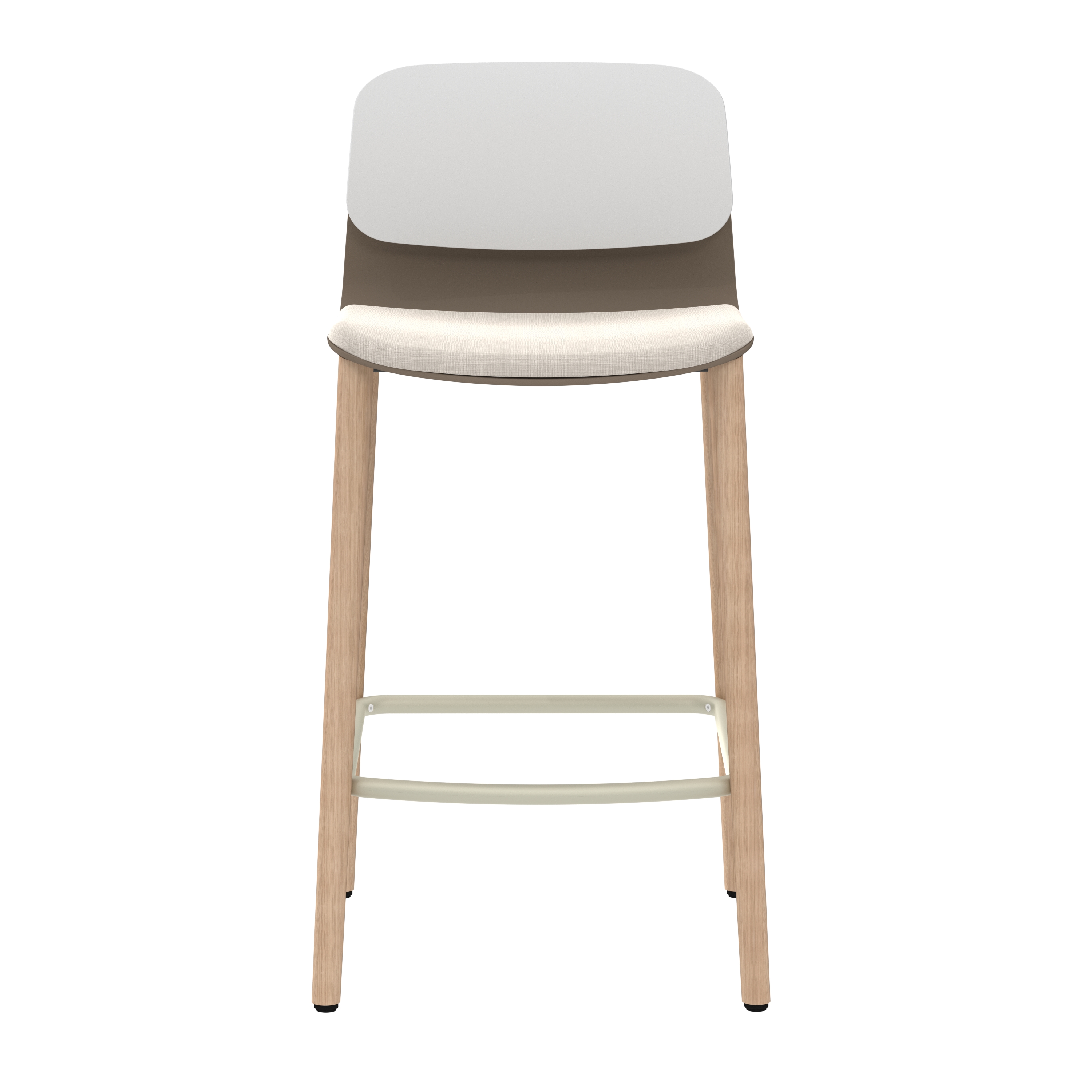 Chaise haute 4 pieds bois Klik - assise textile enduit - dossier polypropylène - hauteur d'assise 64,5 cm