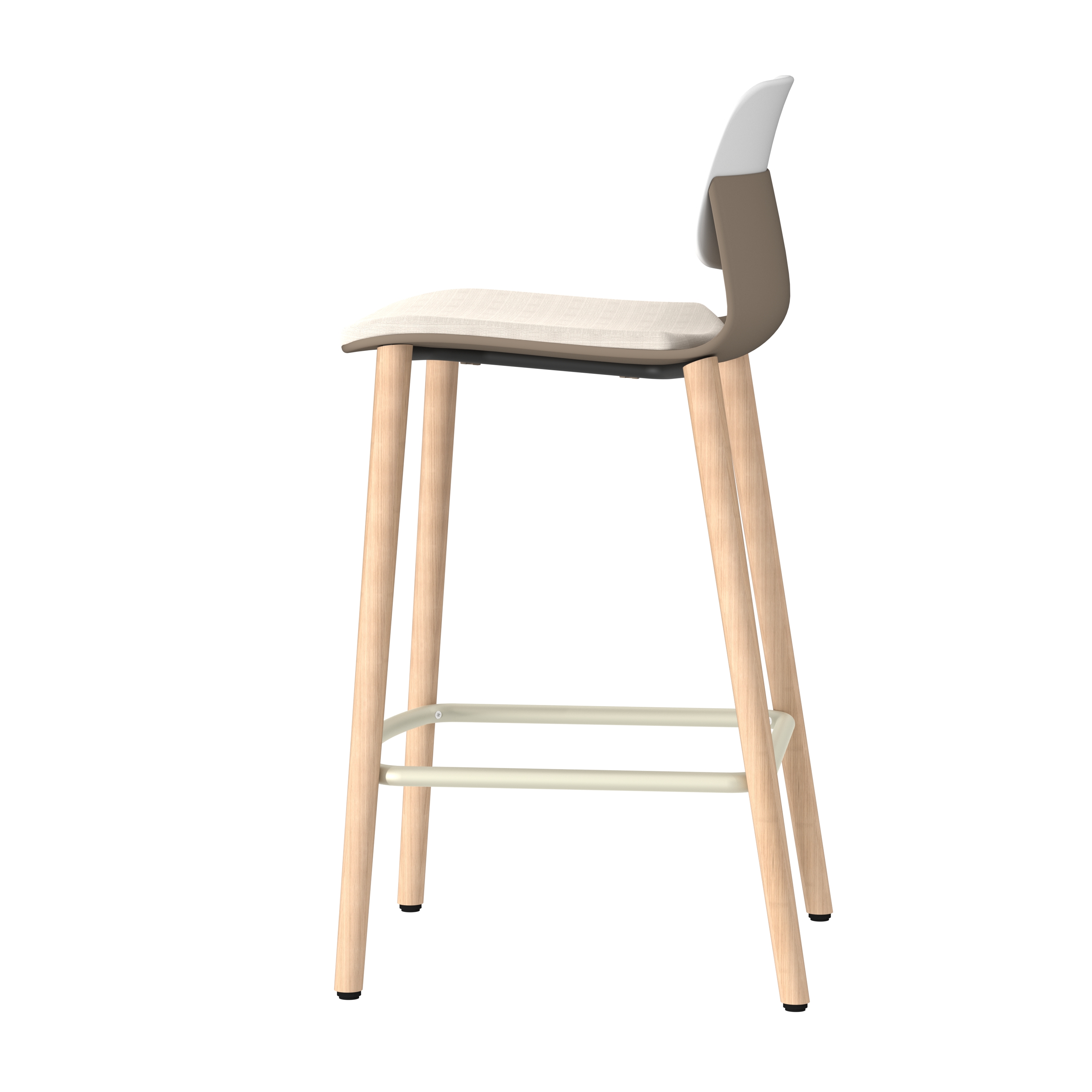 Chaise haute 4 pieds bois Klik - assise textile enduit - dossier polypropylène - hauteur d'assise 64,5 cm