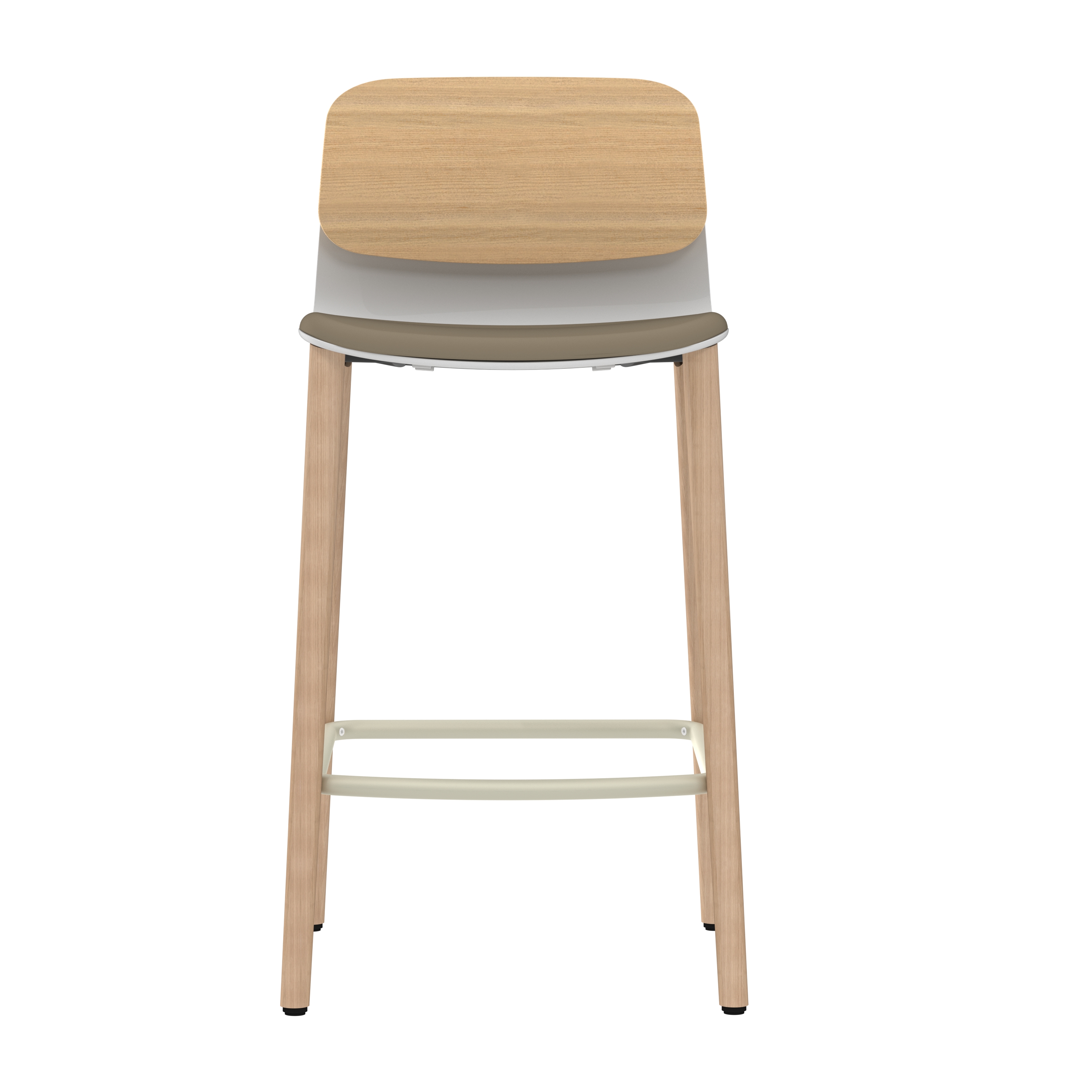 Chaise haute 4 pieds bois Klik - assise textile enduit - dossier chêne - hauteur d'assise 64,5 cm