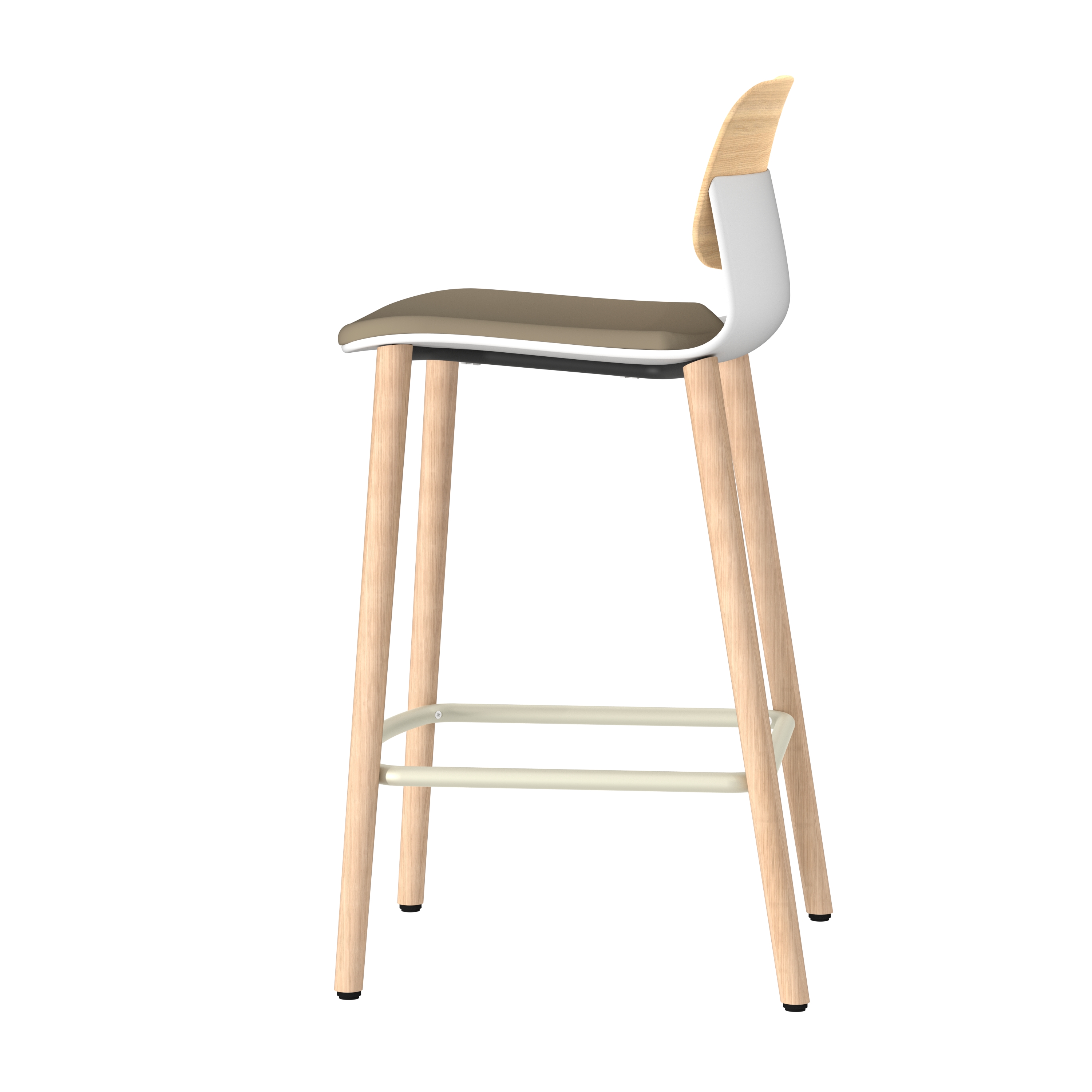 Chaise haute 4 pieds bois Klik - assise textile enduit - dossier chêne - hauteur d'assise 64,5 cm