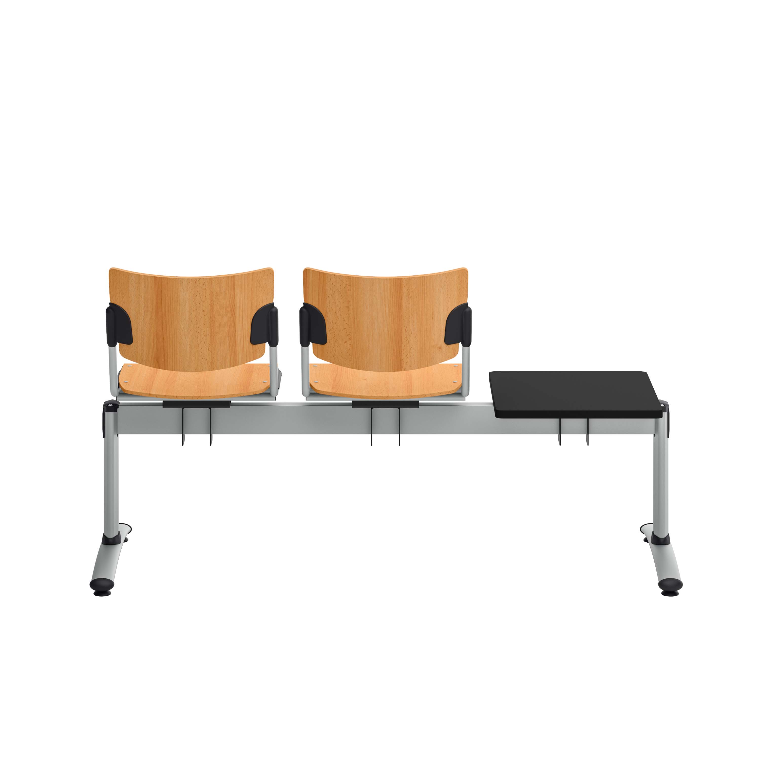 Siège sur poutre 2 places Campus - bois - avec 1 tablette