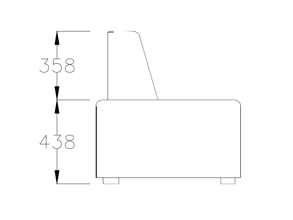 Module grand trapèze B Free - tissu - avec dossier sur petite longueur