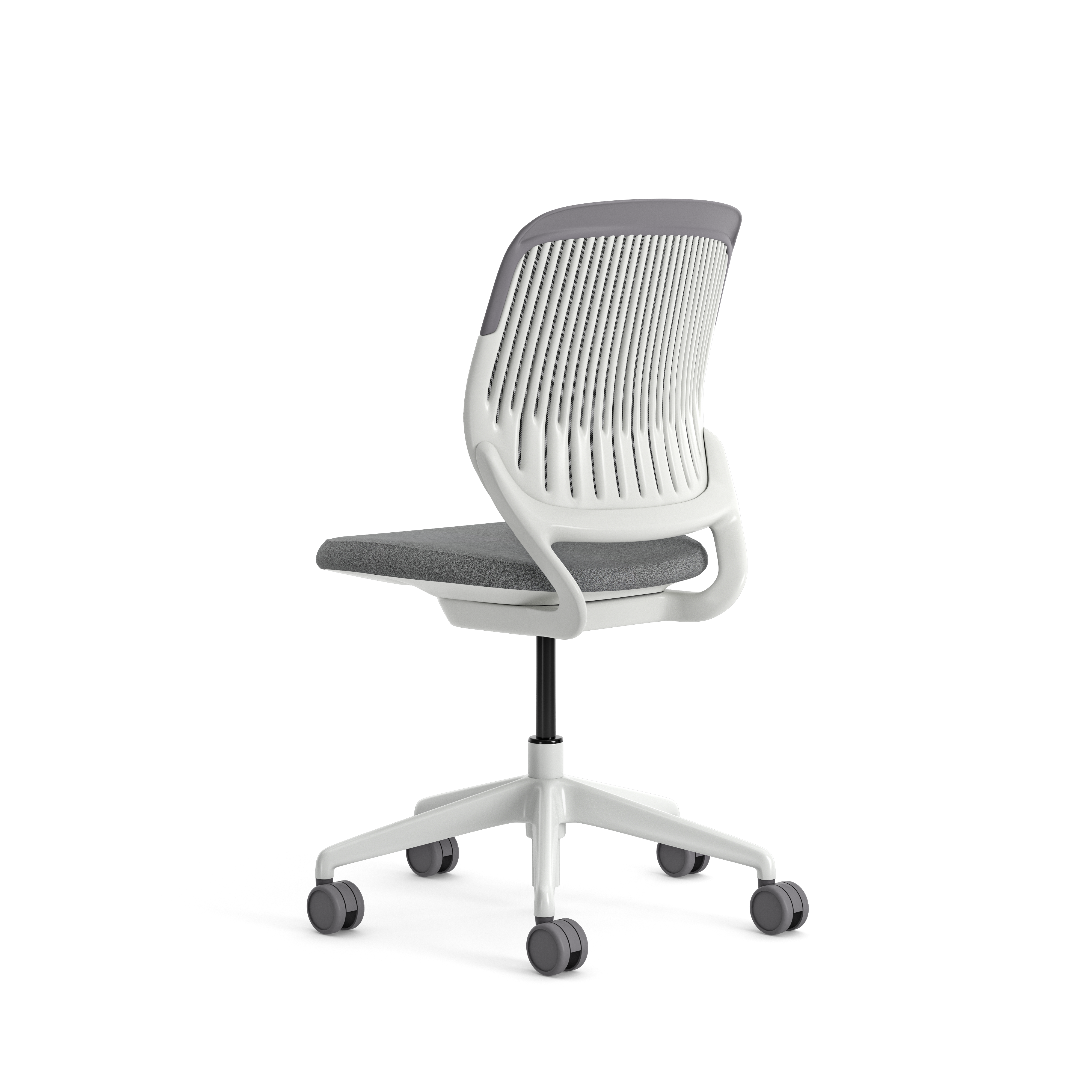 Chaise pivotante Cobi - structure et piétement blanc - tissu et résille - piétement sur roulettes