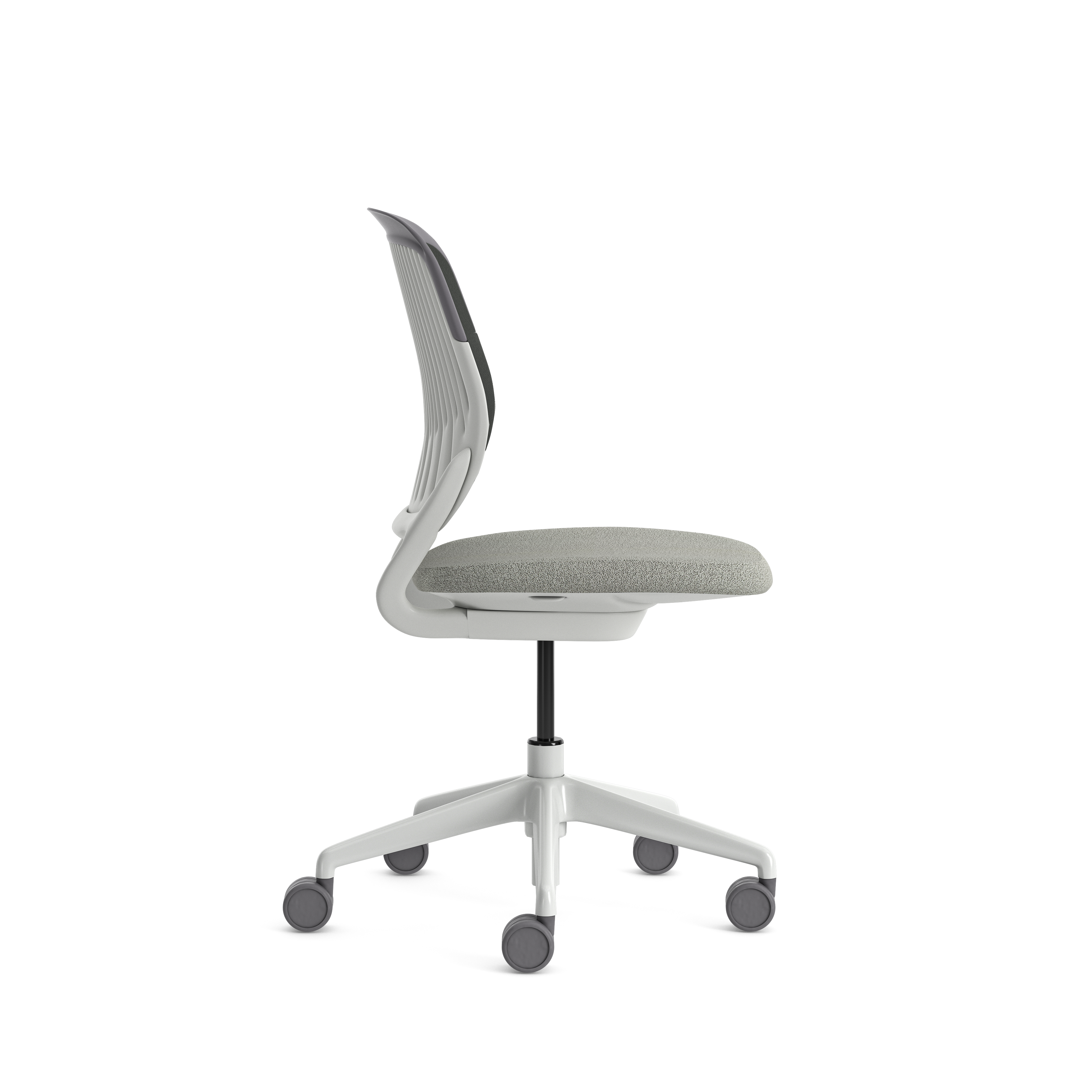 Chaise pivotante Cobi - structure et piétement blanc - tissu et résille - piétement sur roulettes