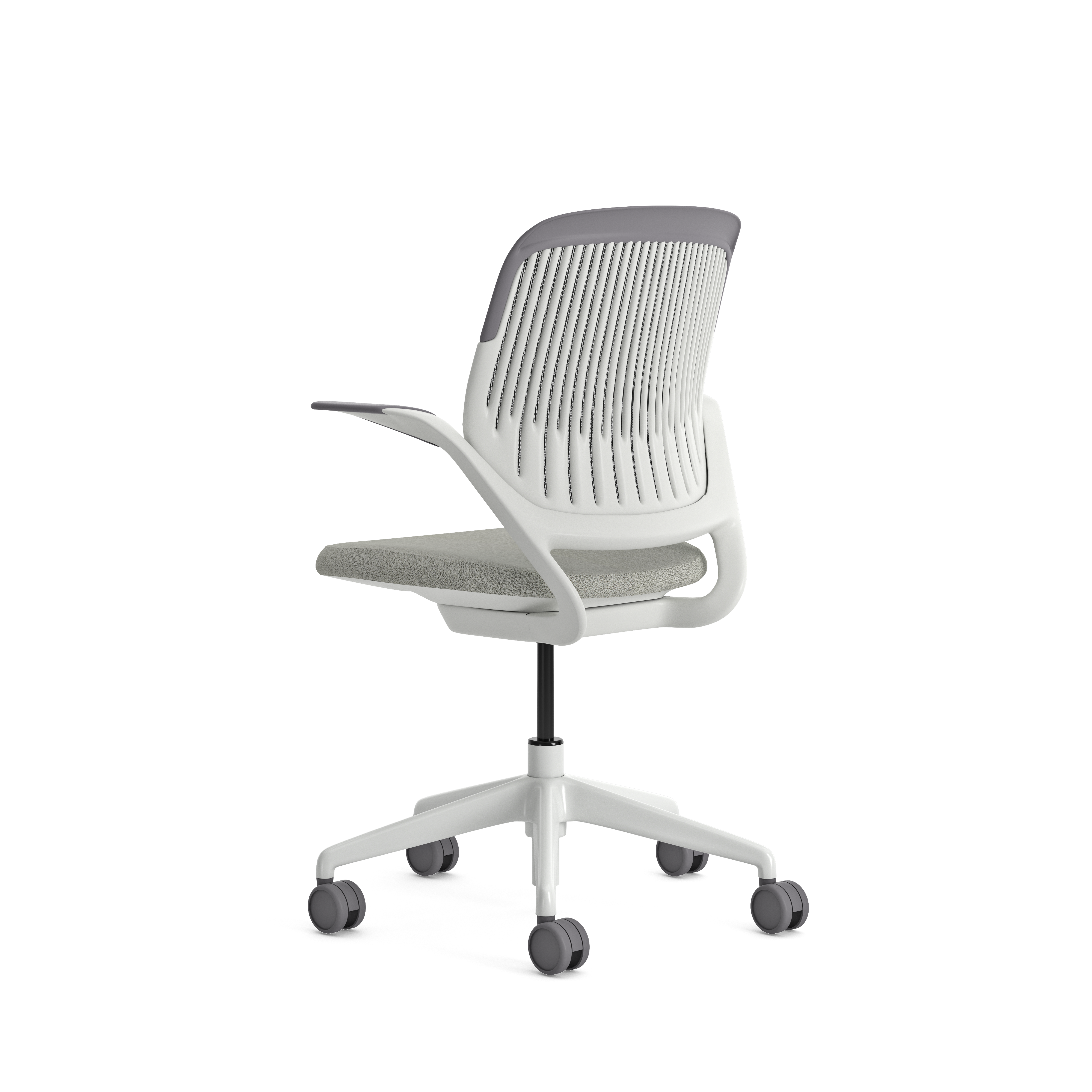 Fauteuil pivotant Cobi - structure et piétement blanc - tissu et résille - piétement sur roulettes