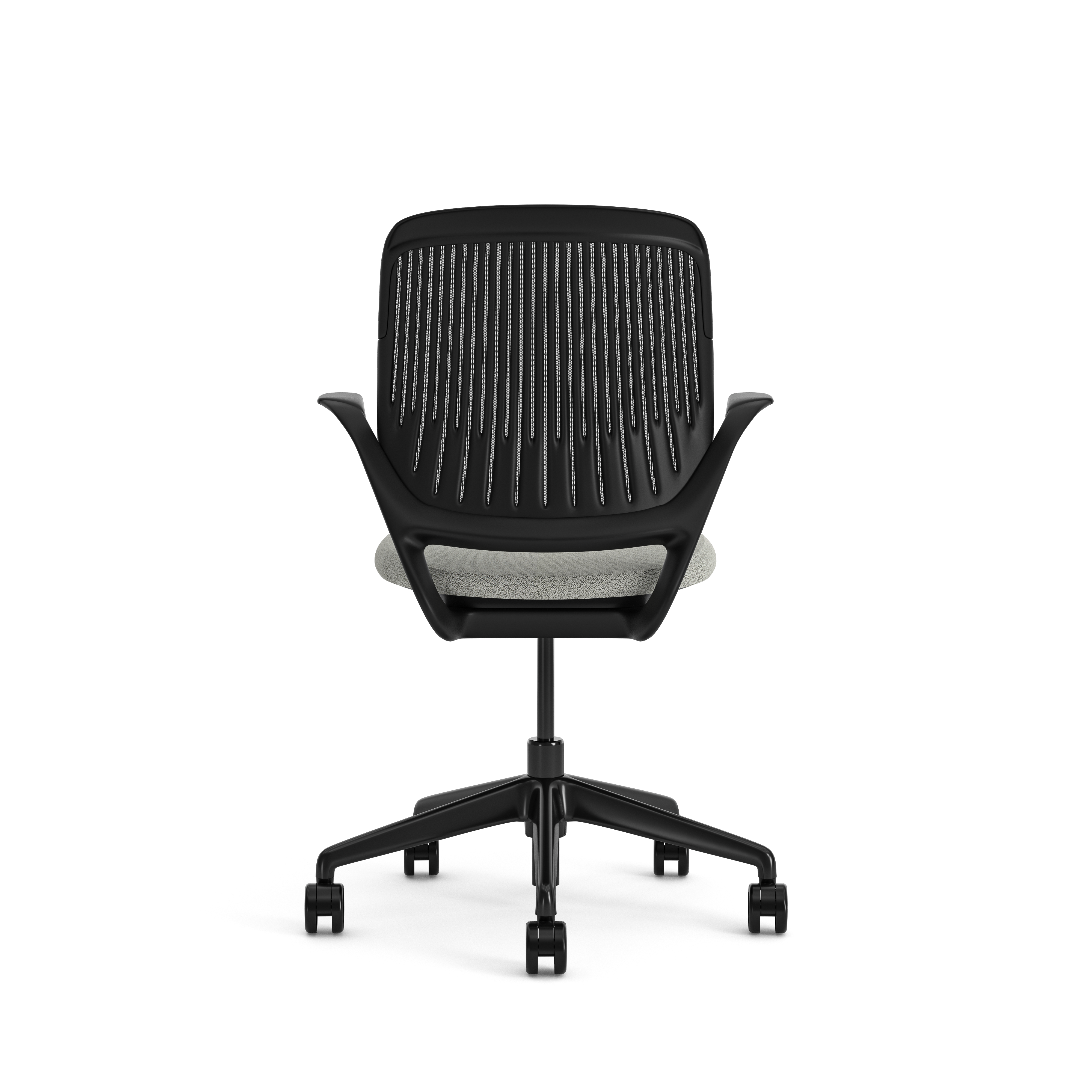 Fauteuil pivotant Cobi - structure et piétement noir - tissu et résille - piétement sur roulettes