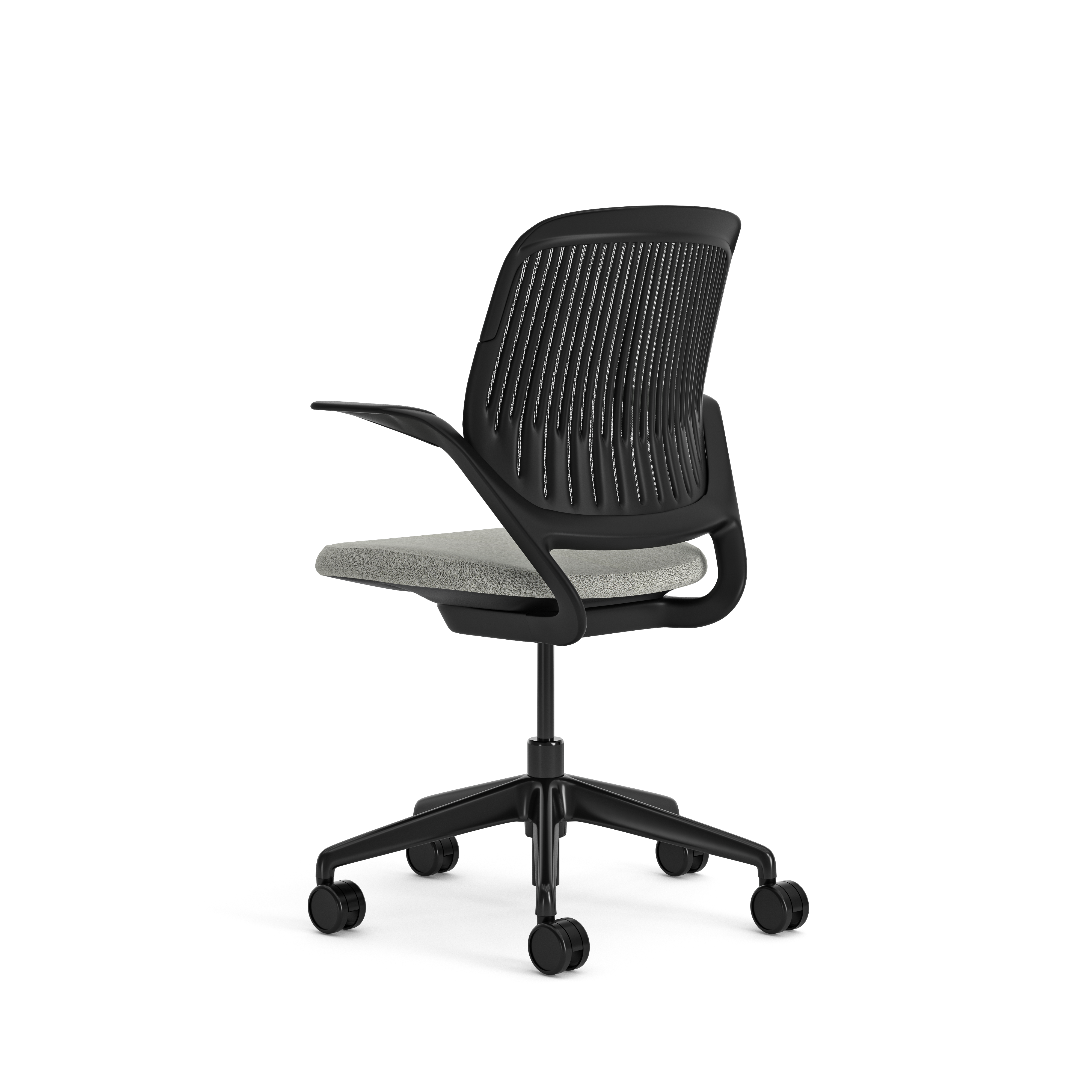 Fauteuil pivotant Cobi - structure et piétement noir - tissu et résille - piétement sur roulettes