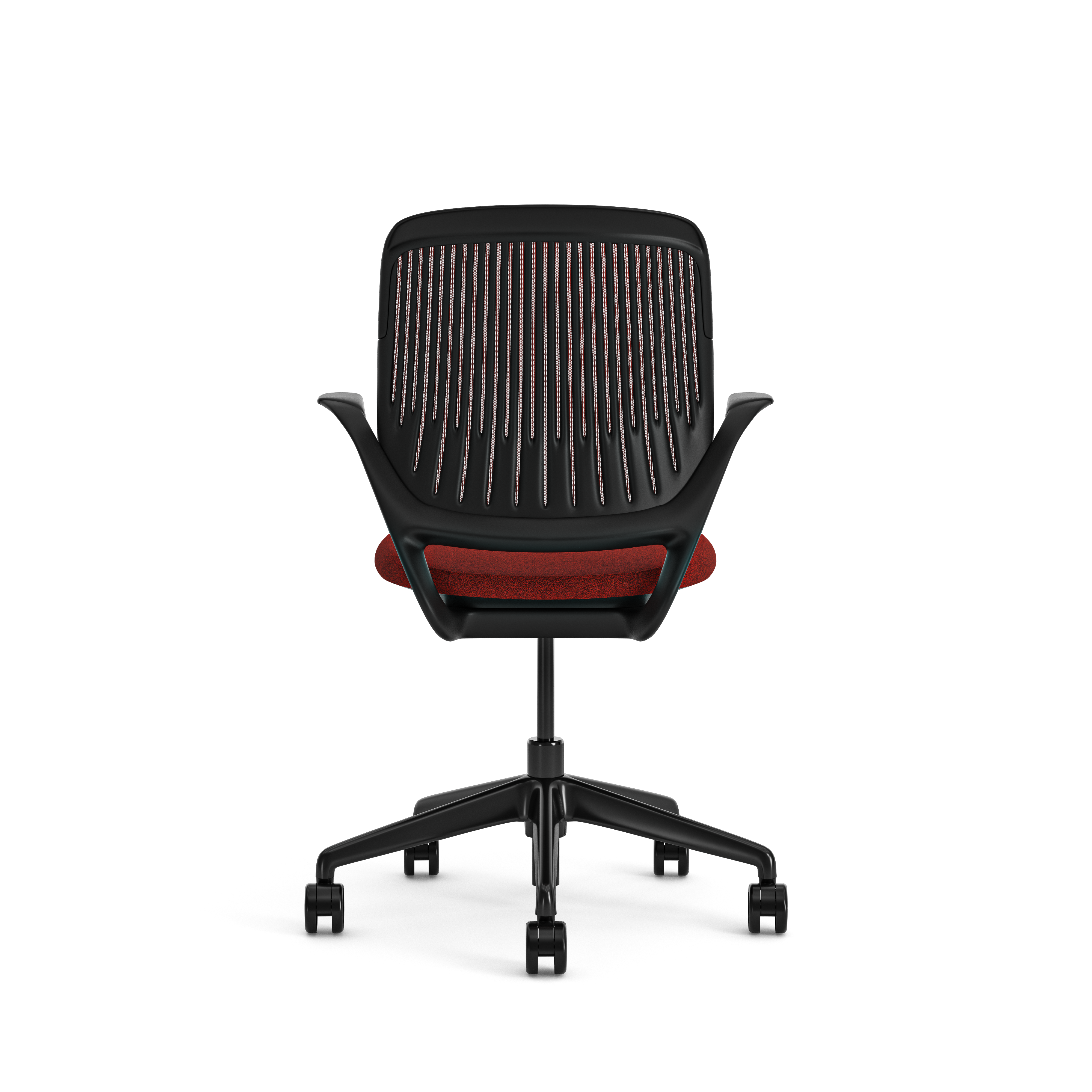 Fauteuil pivotant Cobi - structure et piétement noir - tissu et résille - piétement sur roulettes